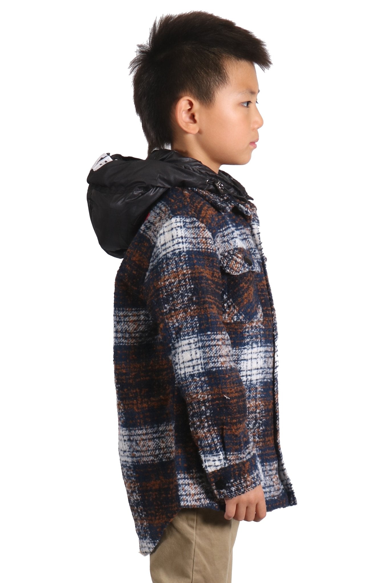 REYNA Kid's Oversize Flannel outer shirket with detachable padded cire hood - Love to KleepKid's JacketKLEEPLove to Kleep