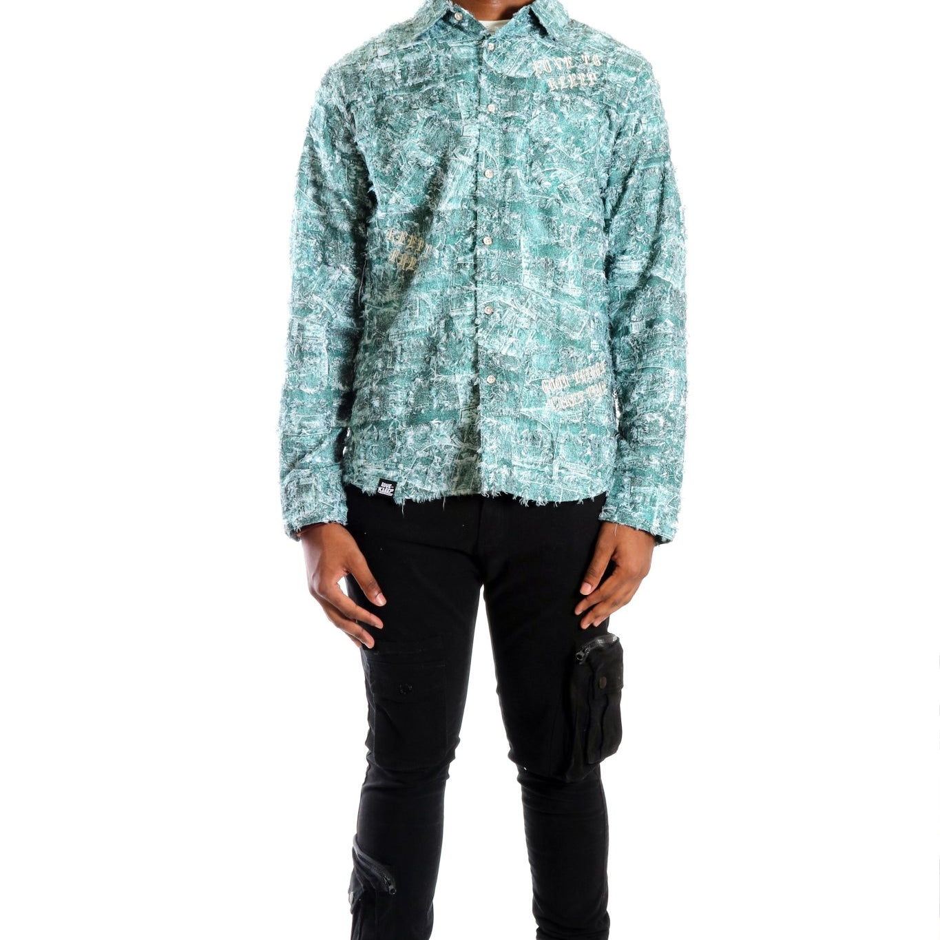 Fisher Men's ripped & repaired button down shirt - Love to KleepMen's ShirtKLEEPLove to Kleep