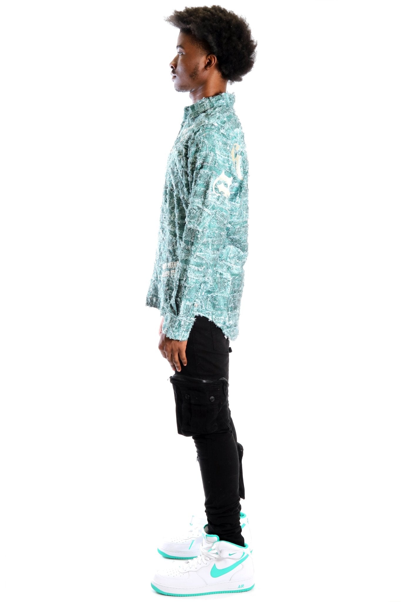 Fisher Men's ripped & repaired button down shirt - Love to KleepMen's ShirtKLEEPLove to Kleep