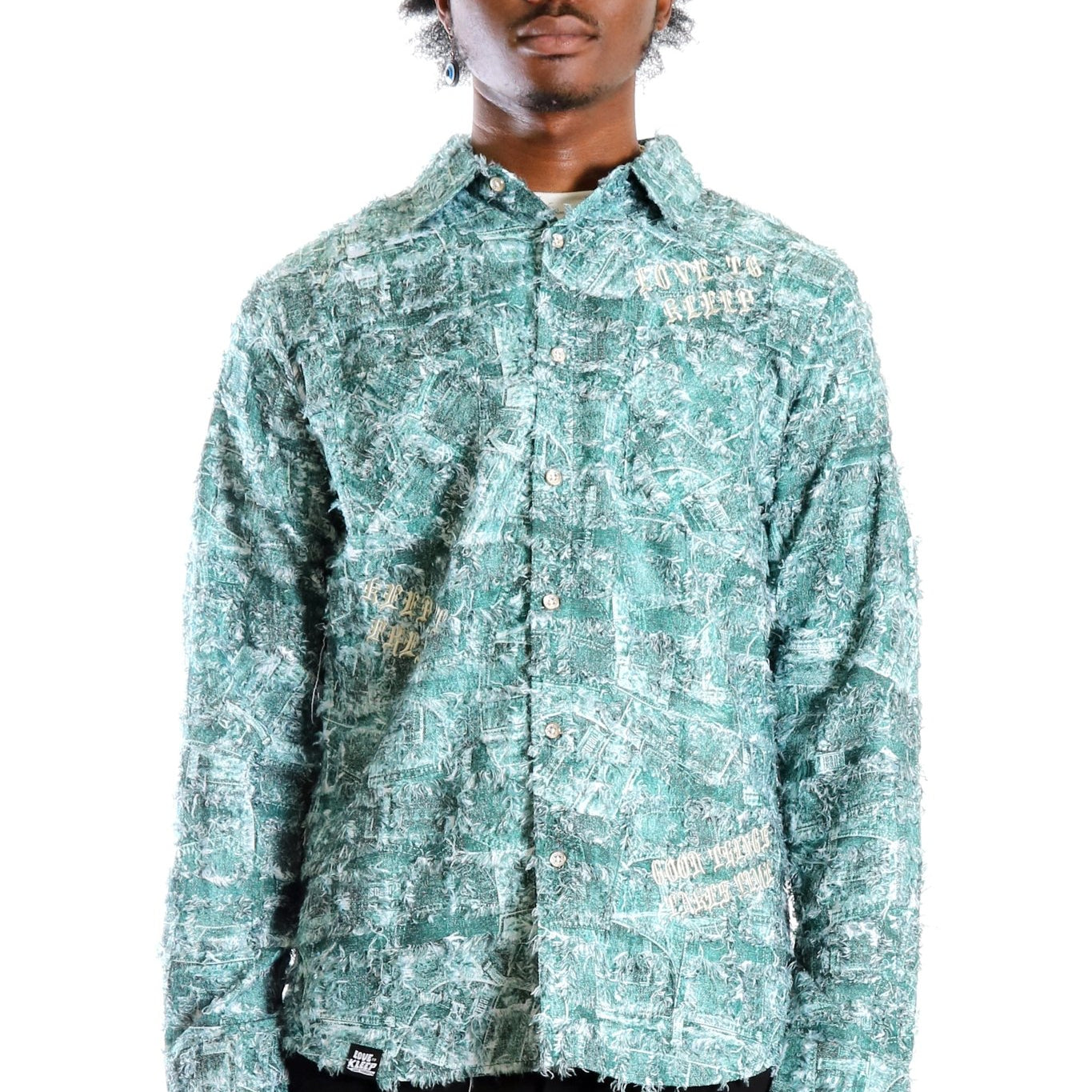 Fisher Men's ripped & repaired button down shirt - Love to KleepMen's ShirtKLEEPLove to Kleep