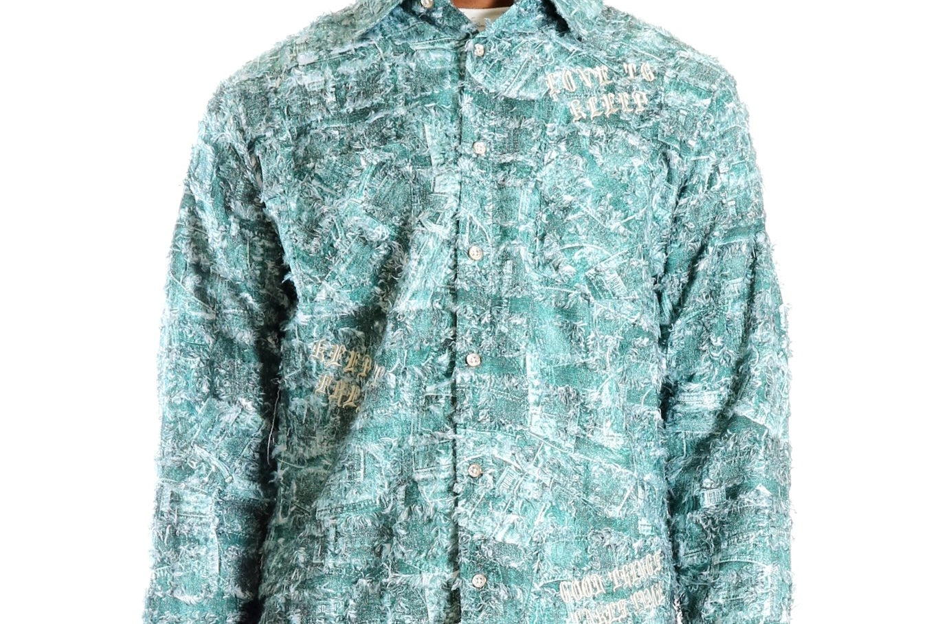 Fisher Men's ripped & repaired button down shirt - Love to KleepMen's ShirtKLEEPLove to Kleep
