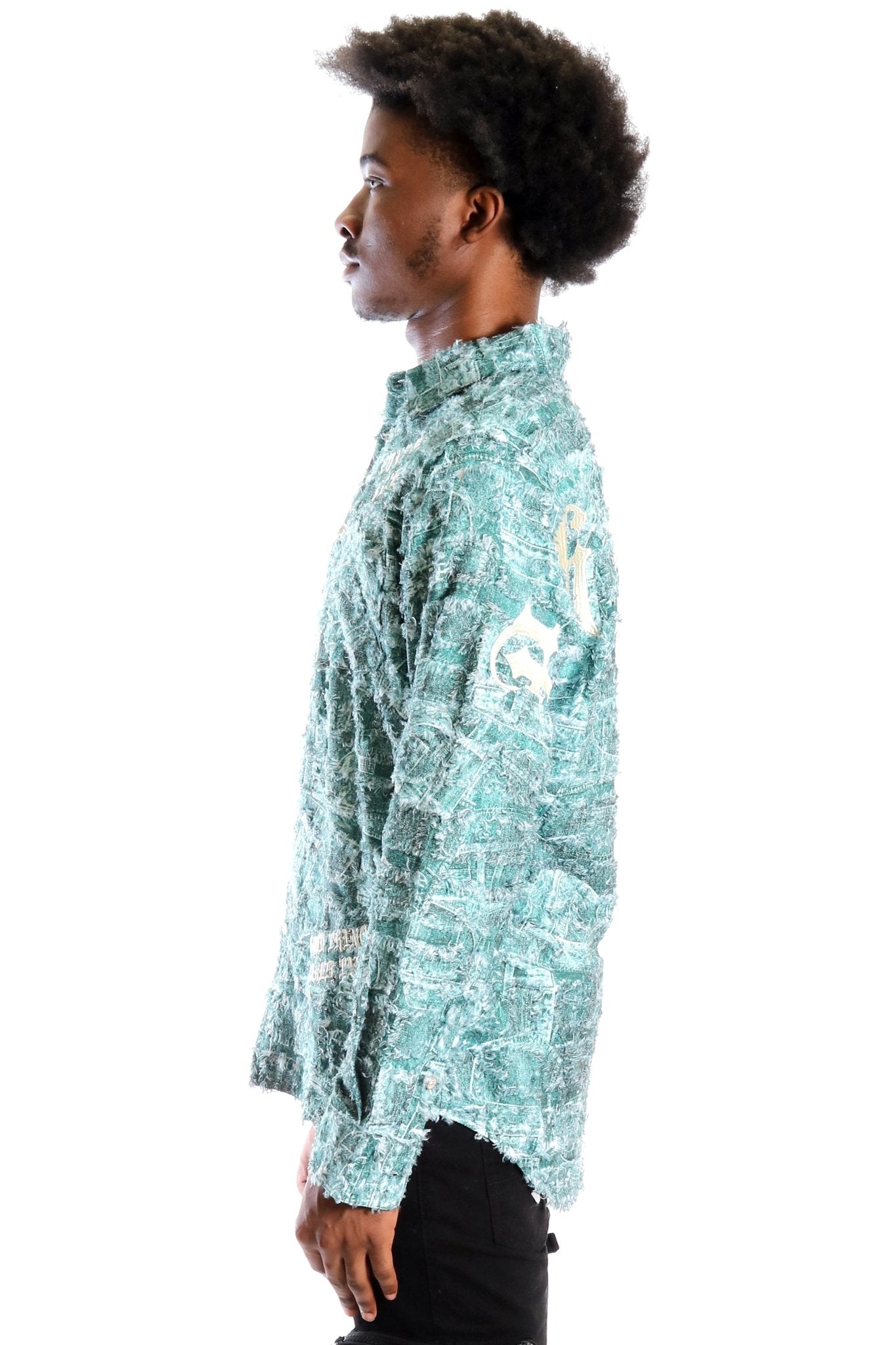 Fisher Men's ripped & repaired button down shirt - Love to KleepMen's ShirtKLEEPLove to Kleep