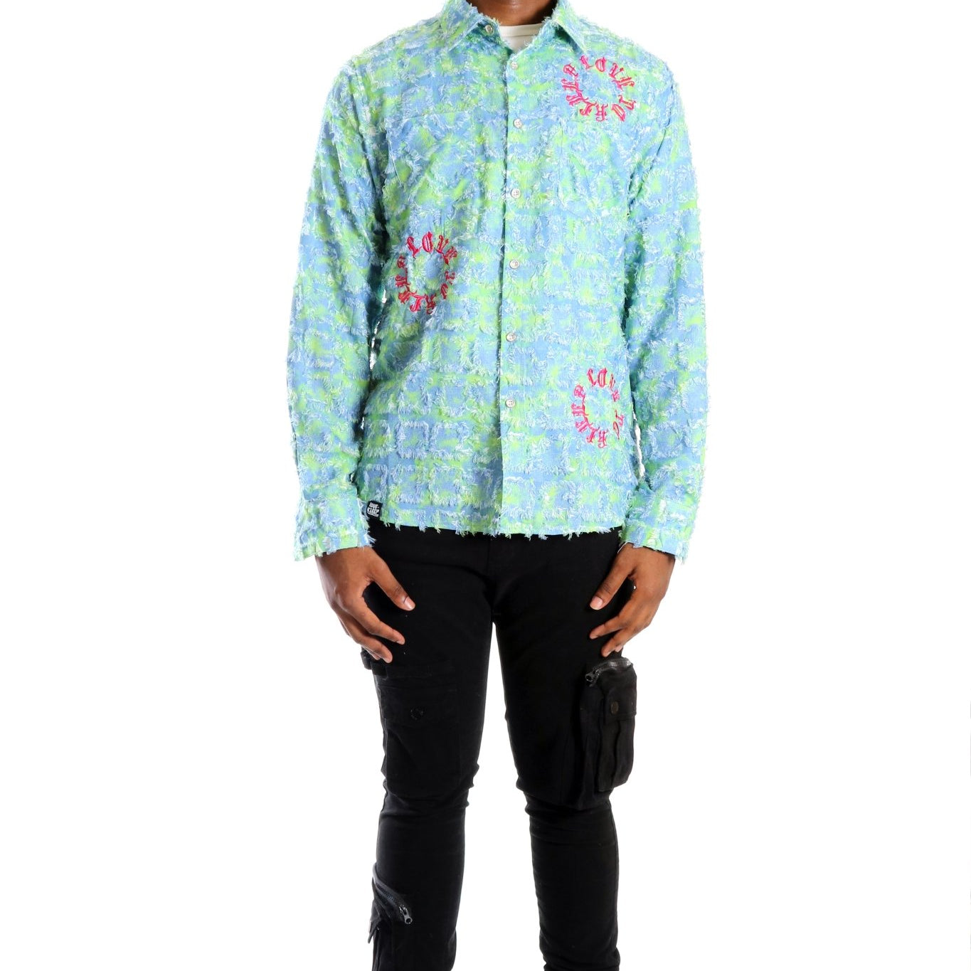Citron Men's ripped & repaired button down shirt - Love to KleepMen's ShirtKLEEPLove to Kleep