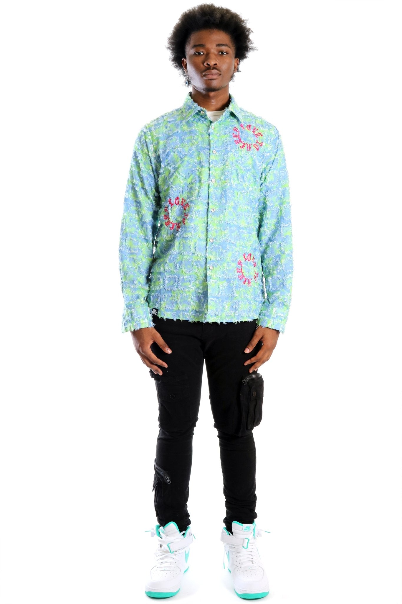 Citron Men's ripped & repaired button down shirt - Love to KleepMen's ShirtKLEEPLove to Kleep