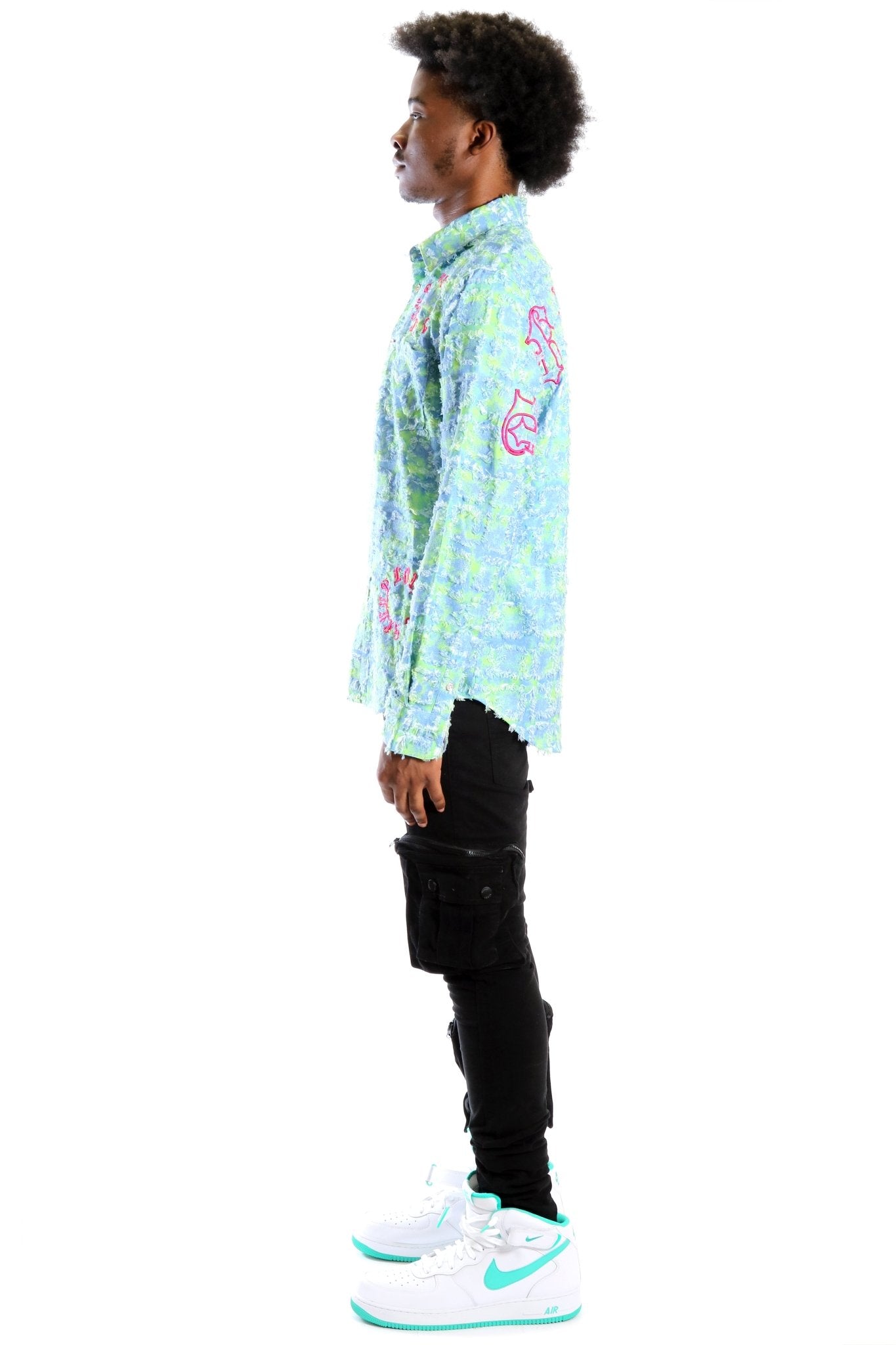 Citron Men's ripped & repaired button down shirt - Love to KleepMen's ShirtKLEEPLove to Kleep
