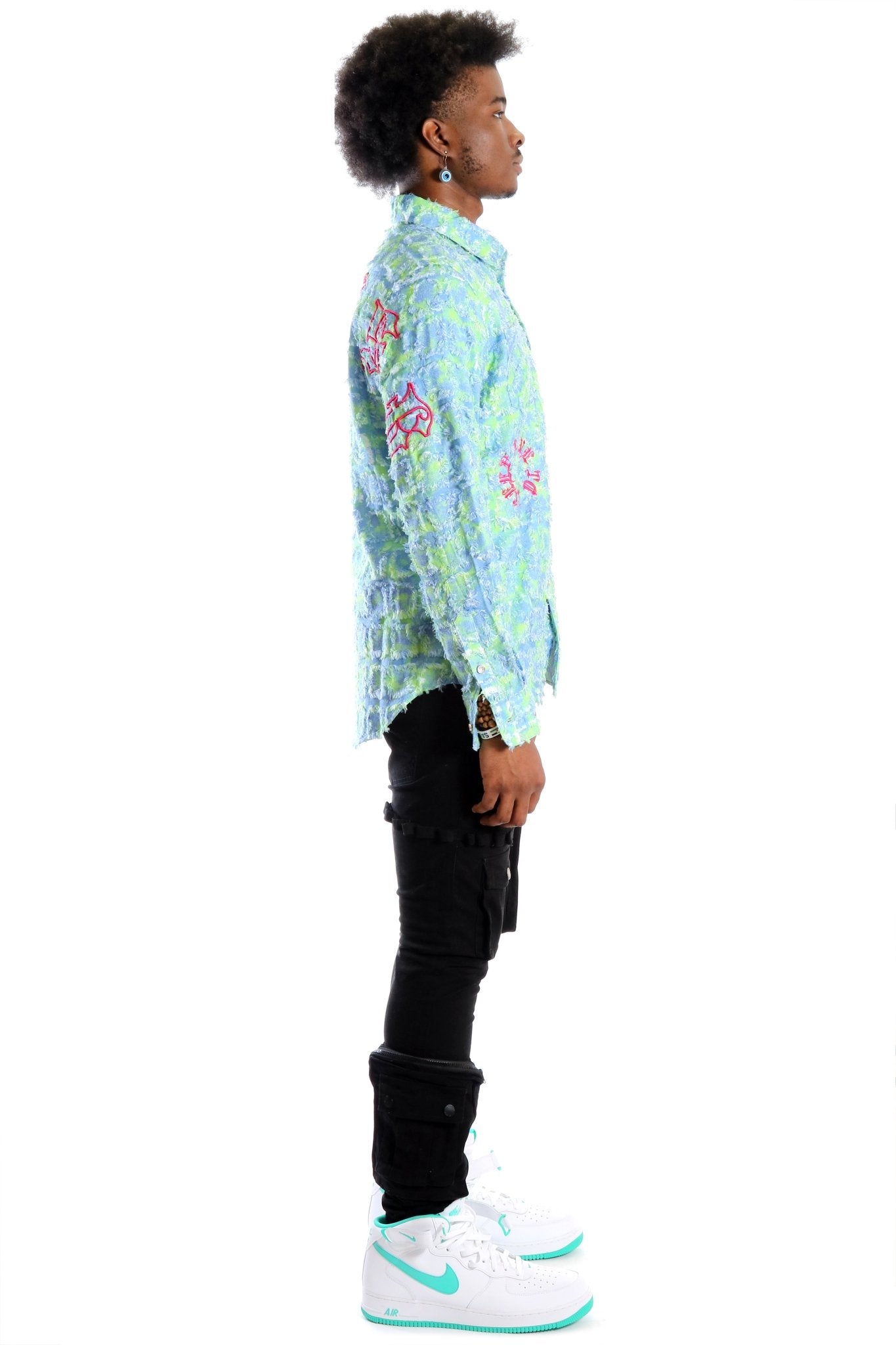 Citron Men's ripped & repaired button down shirt - Love to KleepMen's ShirtKLEEPLove to Kleep