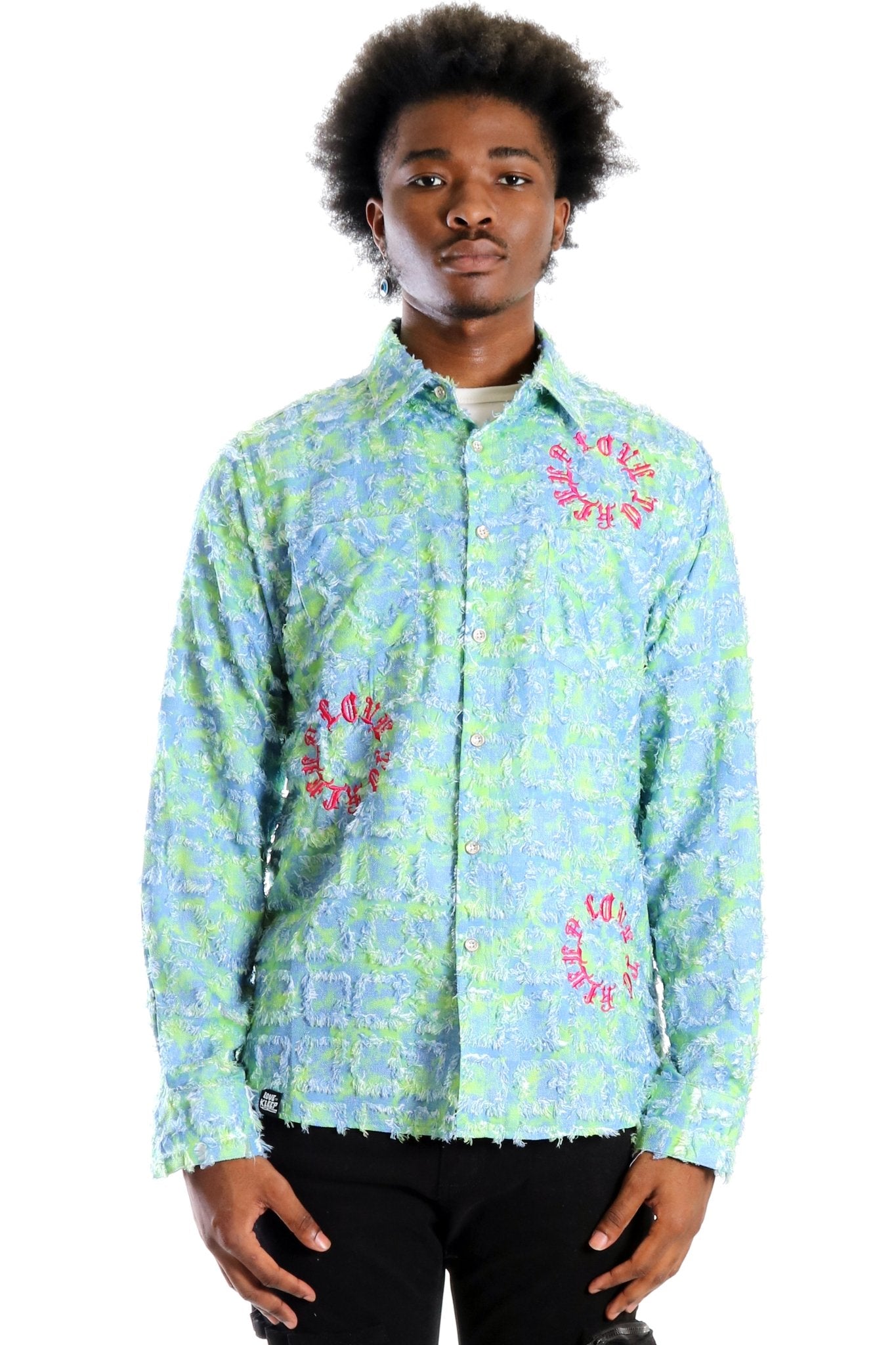 Citron Men's ripped & repaired button down shirt - Love to KleepMen's ShirtKLEEPLove to Kleep