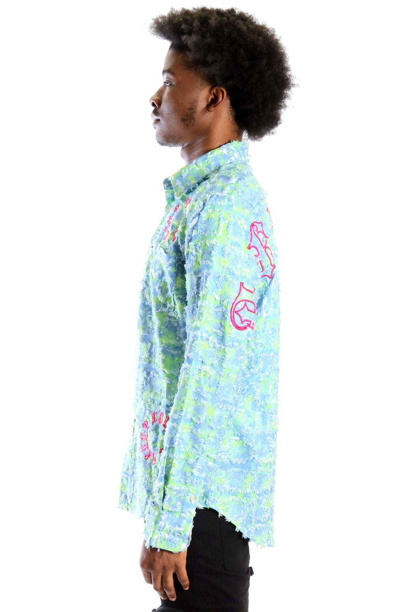 Citron Men's ripped & repaired button down shirt - Love to KleepMen's ShirtKLEEPLove to Kleep