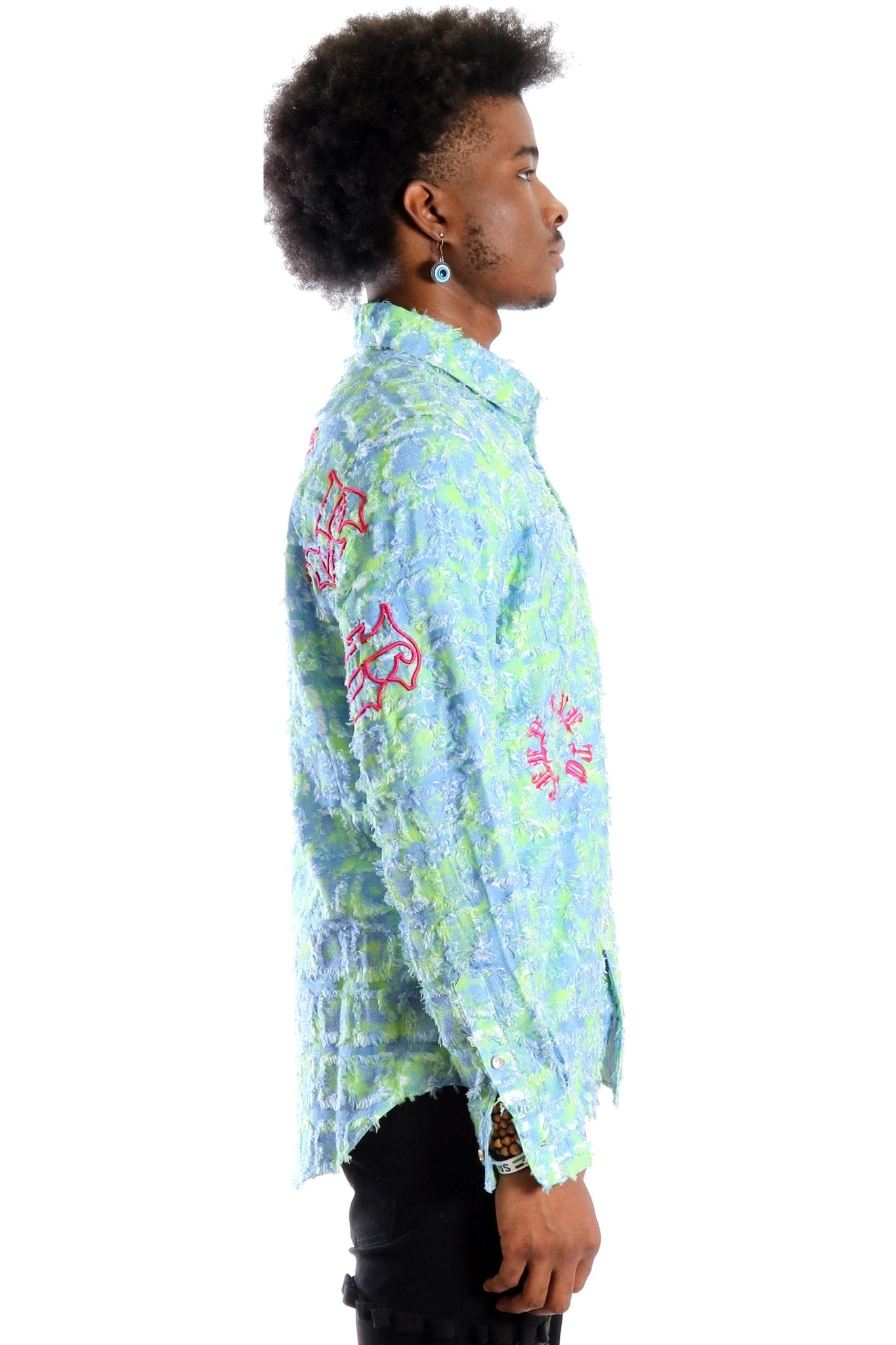 Citron Men's ripped & repaired button down shirt - Love to KleepMen's ShirtKLEEPLove to Kleep