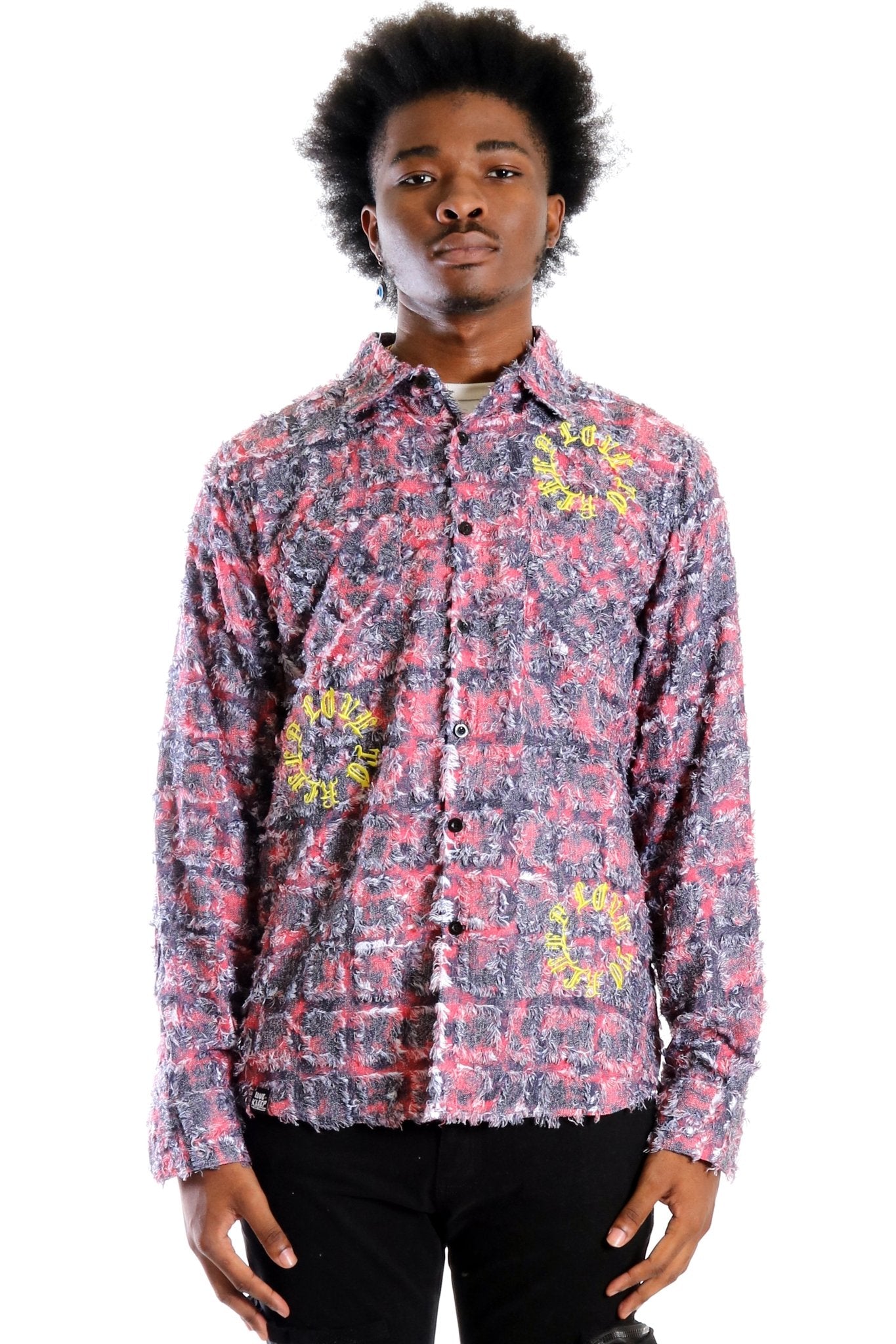 KONA Men's ripped & repaired button down shirt - Love to KleepMen's ShirtKLEEPLove to Kleep