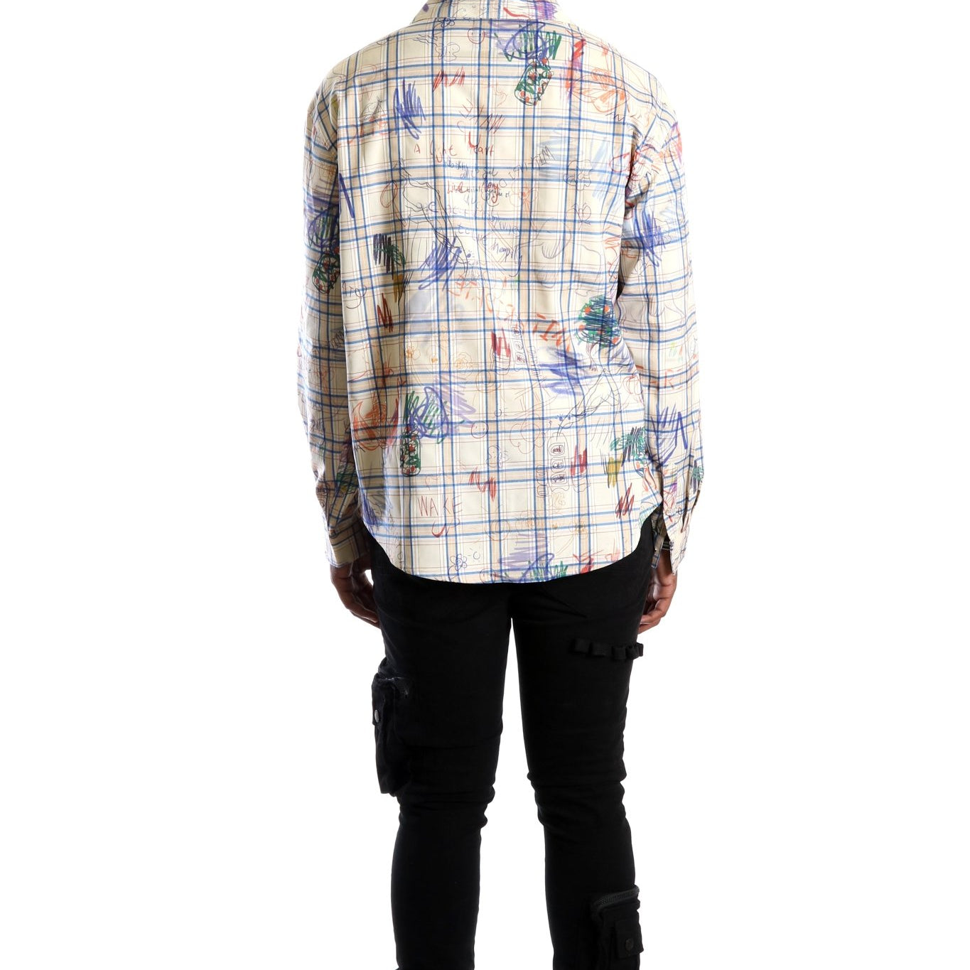 Nirve L.T.K. Men's premium Long Sleeve Plaid button down shirt with hand sketch drawing pop art - Love to KleepMen's ShirtKLEEPLove to Kleep