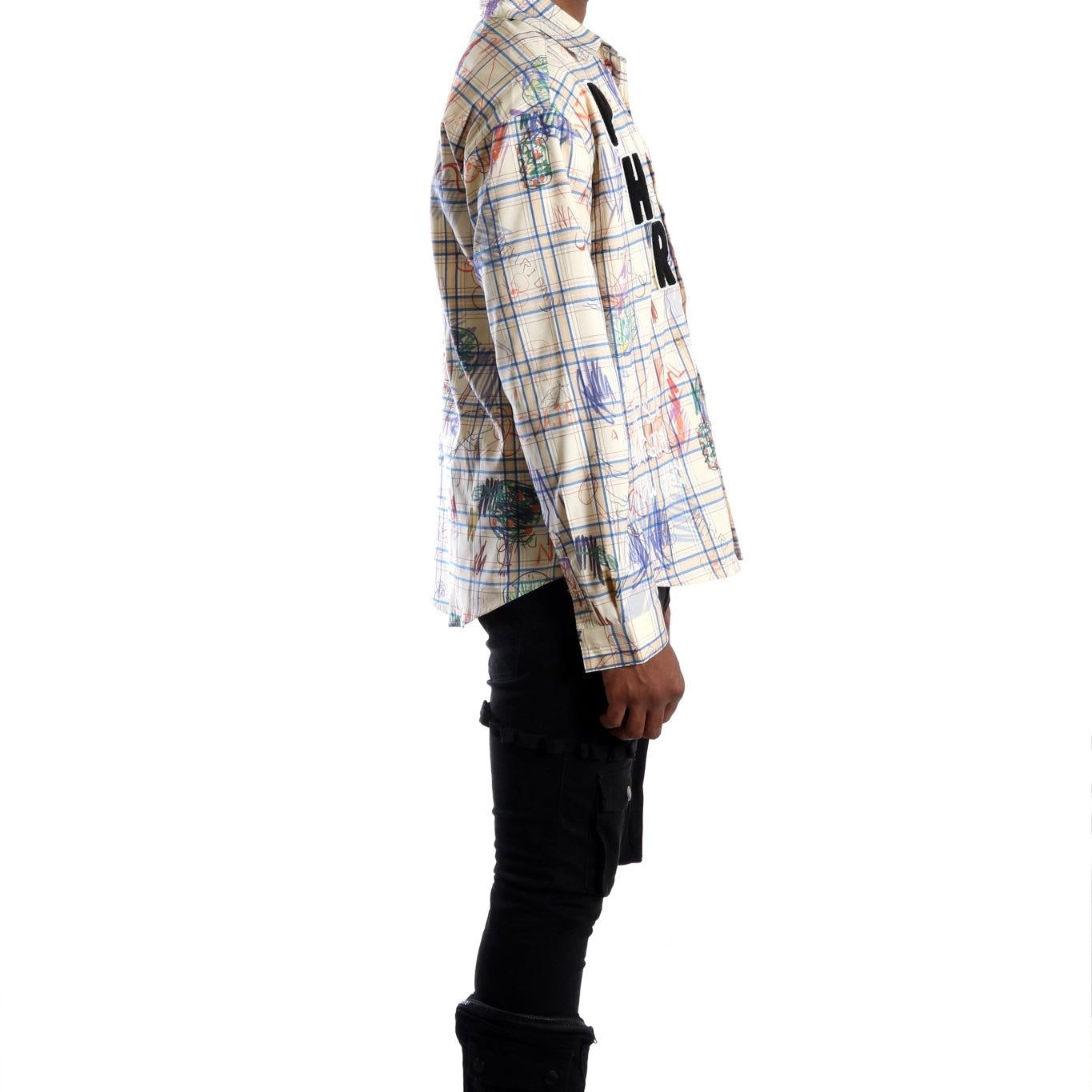 Nirve L.T.K. Men's premium Long Sleeve Plaid button down shirt with hand sketch drawing pop art - Love to KleepMen's ShirtKLEEPLove to Kleep
