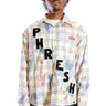 Nirve L.T.K. Men's premium Long Sleeve Plaid button down shirt with hand sketch drawing pop art - Love to KleepMen's ShirtKLEEPLove to Kleep