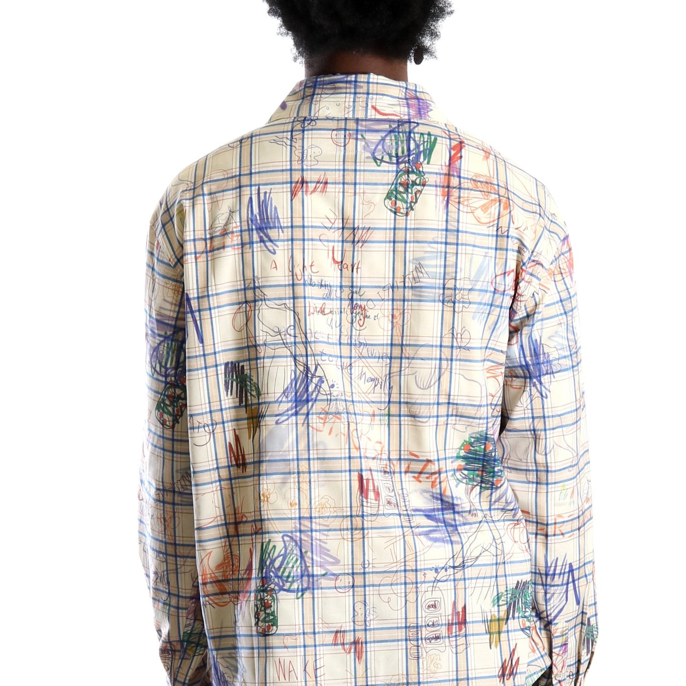 Nirve L.T.K. Men's premium Long Sleeve Plaid button down shirt with hand sketch drawing pop art - Love to KleepMen's ShirtKLEEPLove to Kleep