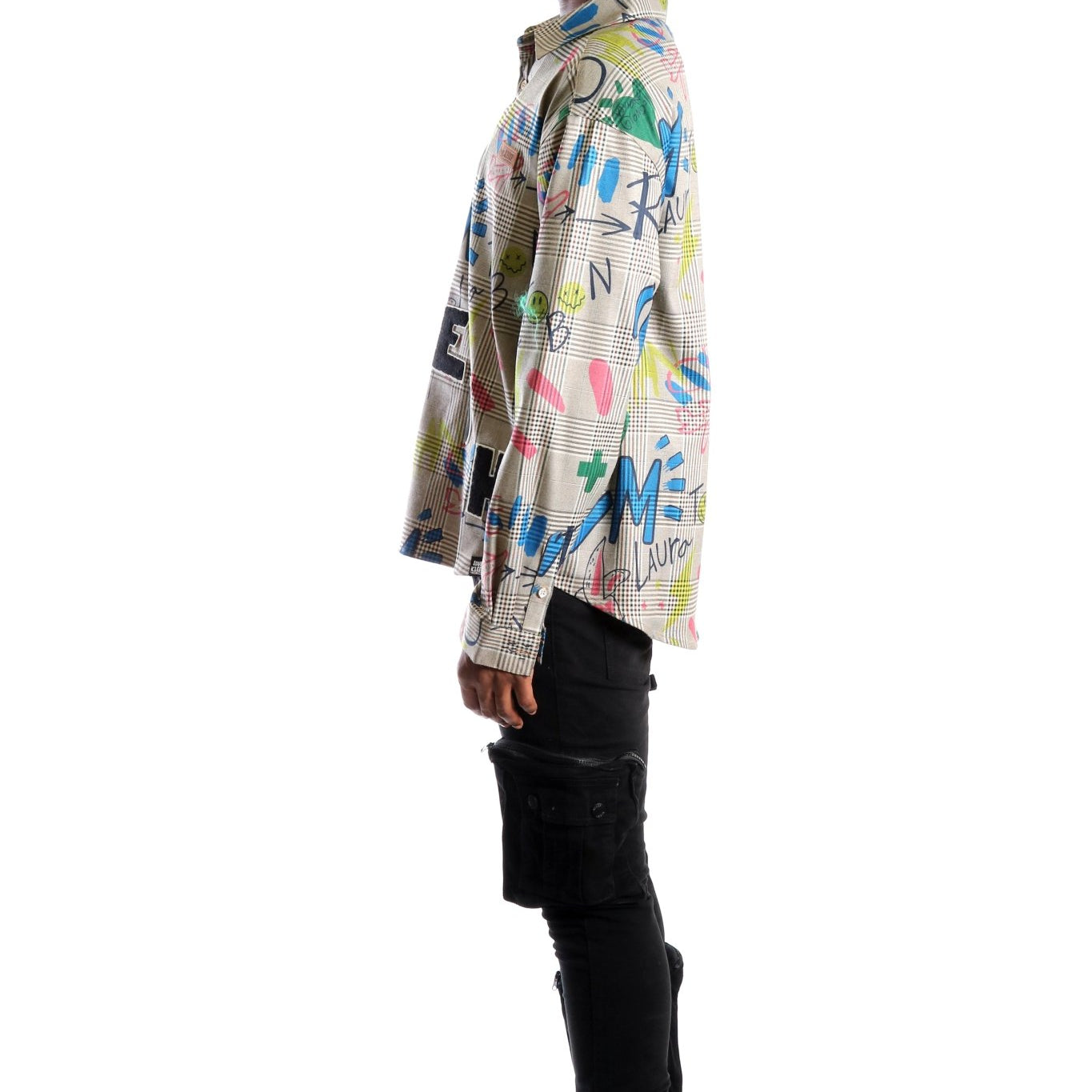 Rans L.T.K. Men's premium Long Sleeve Plaid button down shirt with hand sketch drawing pop art - Love to KleepMen's ShirtKLEEPLove to Kleep