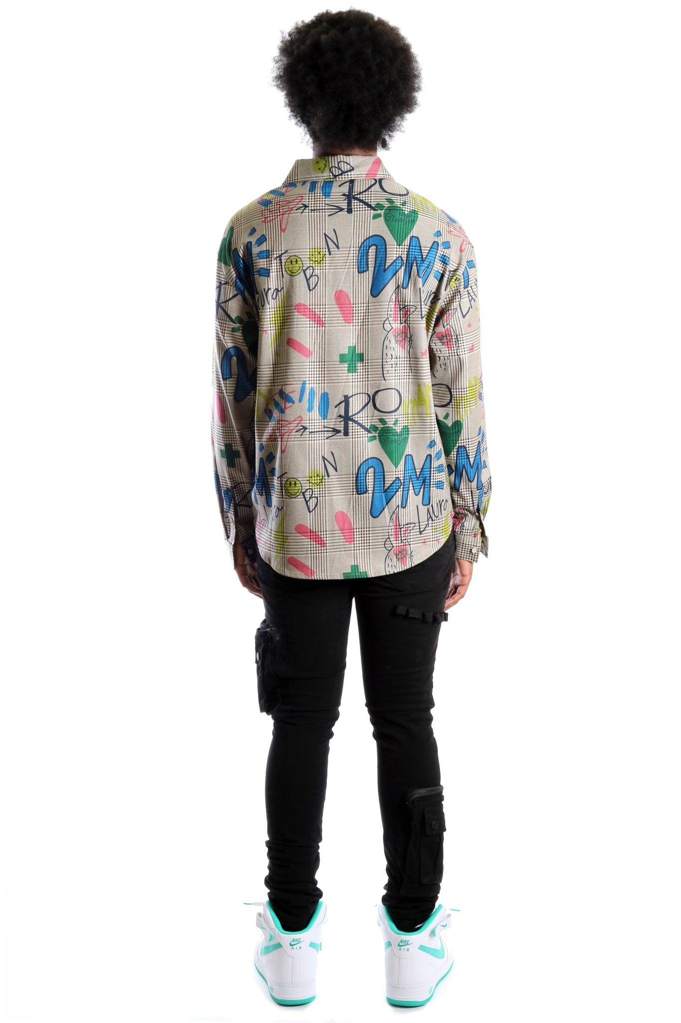 Rans L.T.K. Men's premium Long Sleeve Plaid button down shirt with hand sketch drawing pop art - Love to KleepMen's ShirtKLEEPLove to Kleep