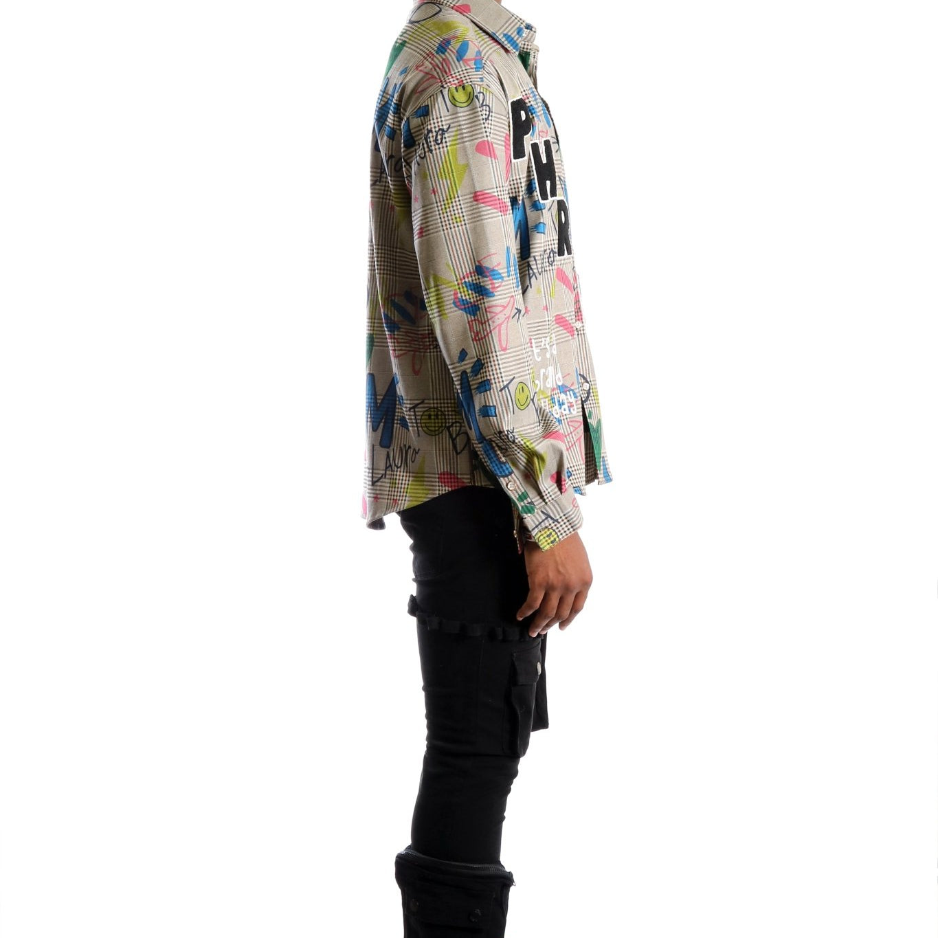 Rans L.T.K. Men's premium Long Sleeve Plaid button down shirt with hand sketch drawing pop art - Love to KleepMen's ShirtKLEEPLove to Kleep
