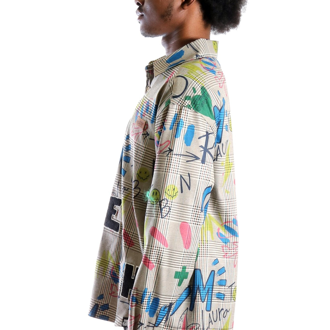 Rans L.T.K. Men's premium Long Sleeve Plaid button down shirt with hand sketch drawing pop art - Love to KleepMen's ShirtKLEEPLove to Kleep