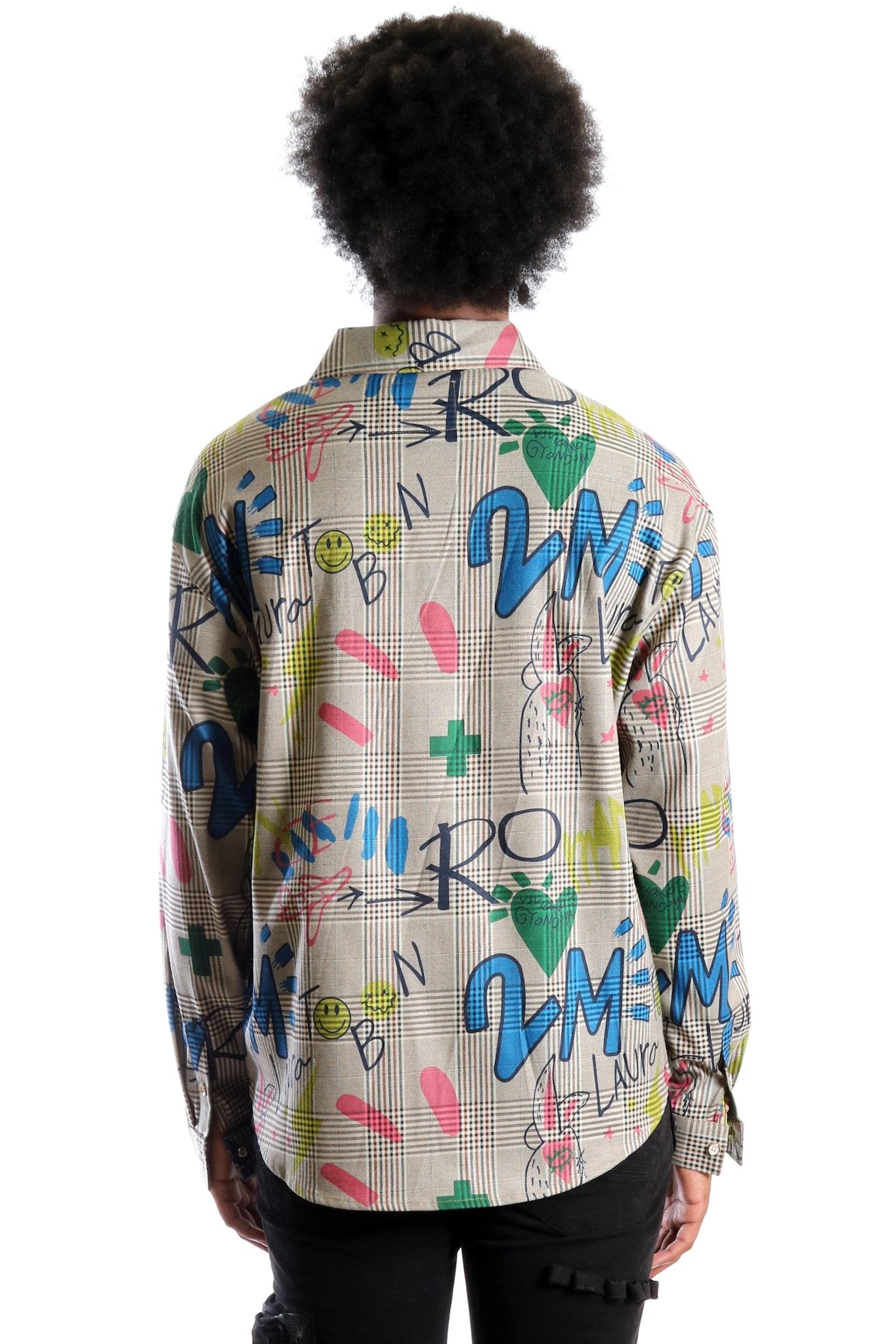 Rans L.T.K. Men's premium Long Sleeve Plaid button down shirt with hand sketch drawing pop art - Love to KleepMen's ShirtKLEEPLove to Kleep