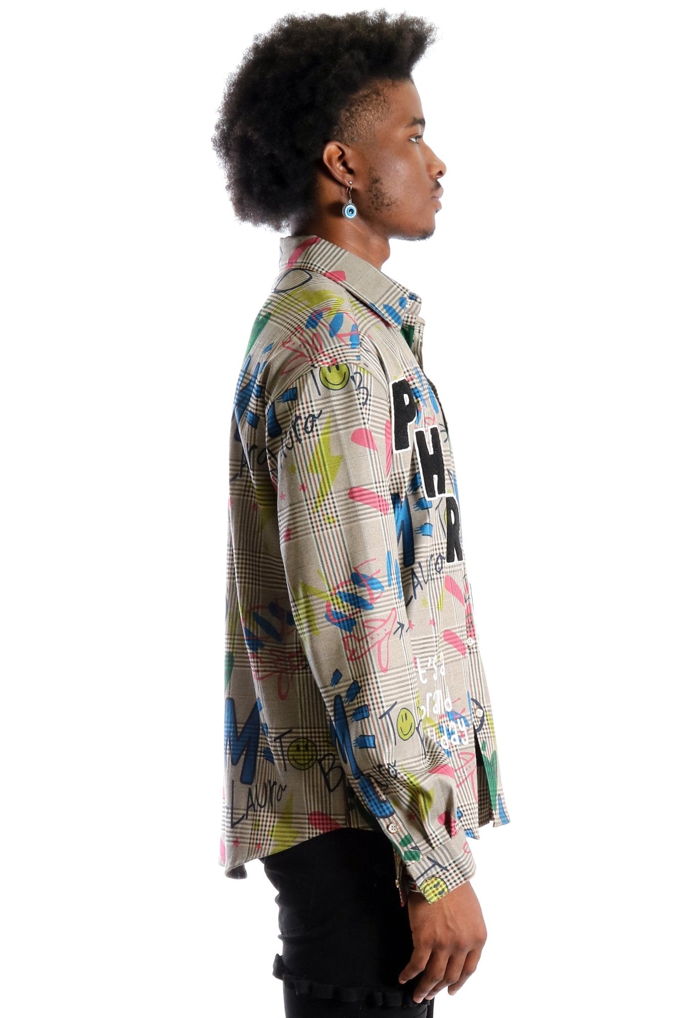 Rans L.T.K. Men's premium Long Sleeve Plaid button down shirt with hand sketch drawing pop art - Love to KleepMen's ShirtKLEEPLove to Kleep