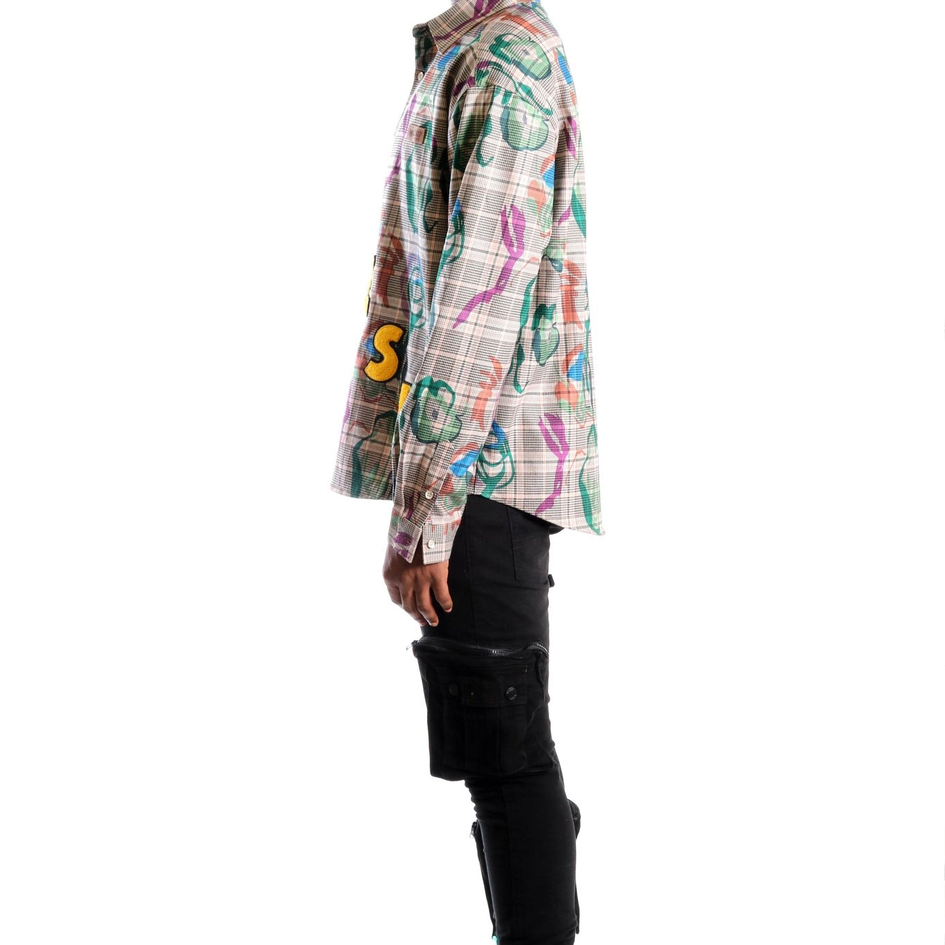 Willie L.T.K. Men's premium Long Sleeve Plaid button down shirt with hand sketch drawing pop art - Love to KleepMen's ShirtKLEEPLove to Kleep