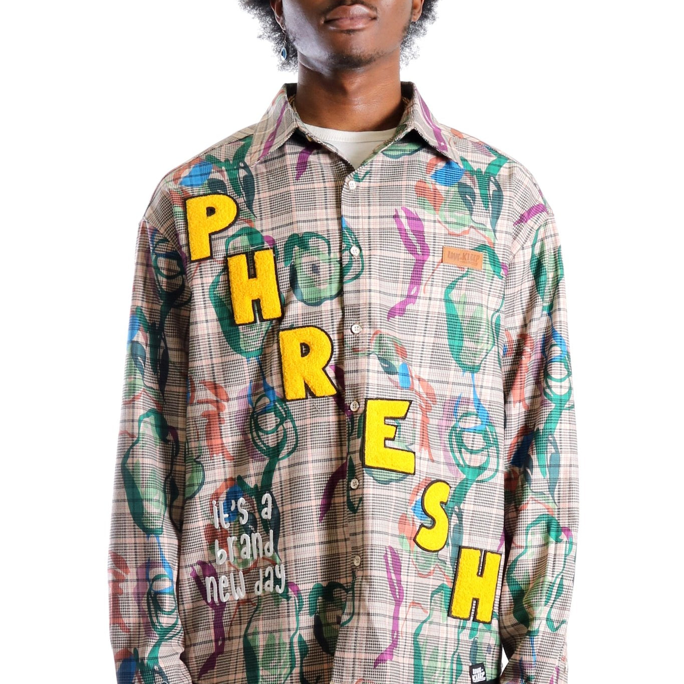 Willie L.T.K. Men's premium Long Sleeve Plaid button down shirt with hand sketch drawing pop art - Love to KleepMen's ShirtKLEEPLove to Kleep