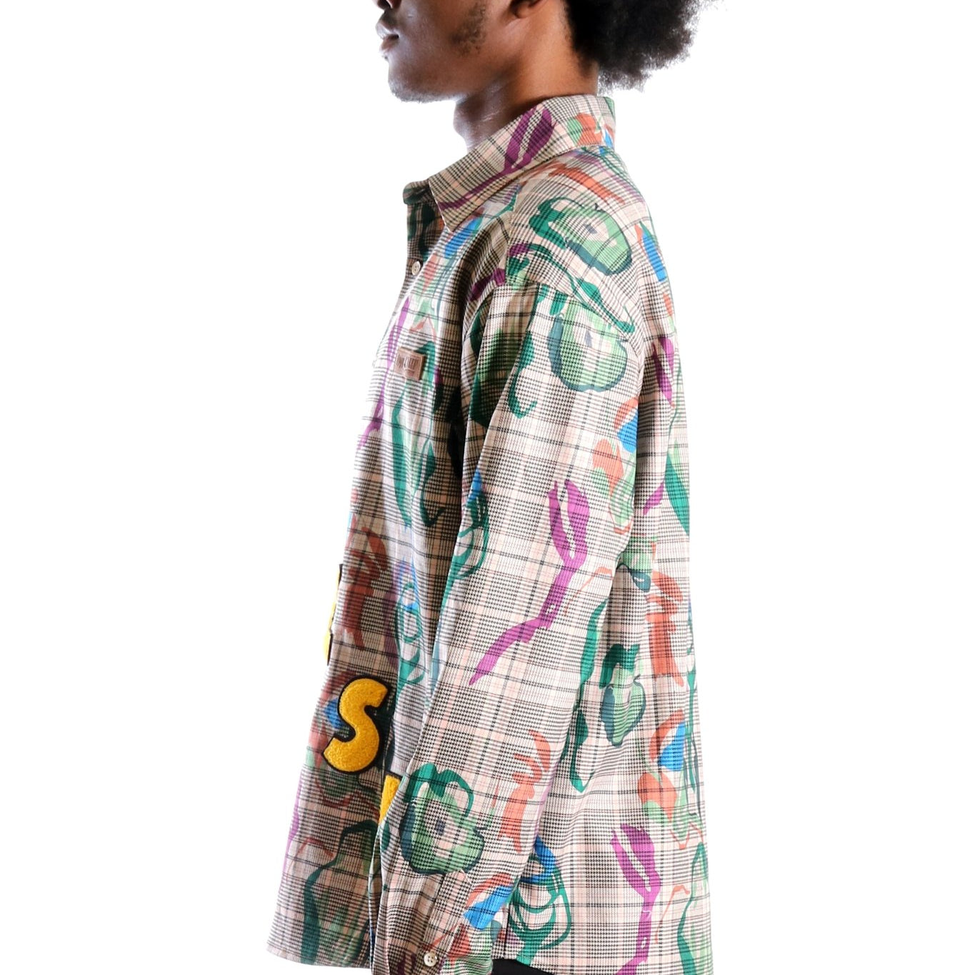 Willie L.T.K. Men's premium Long Sleeve Plaid button down shirt with hand sketch drawing pop art - Love to KleepMen's ShirtKLEEPLove to Kleep