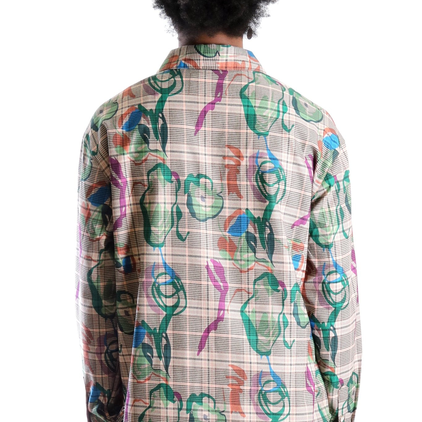 Willie L.T.K. Men's premium Long Sleeve Plaid button down shirt with hand sketch drawing pop art - Love to KleepMen's ShirtKLEEPLove to Kleep