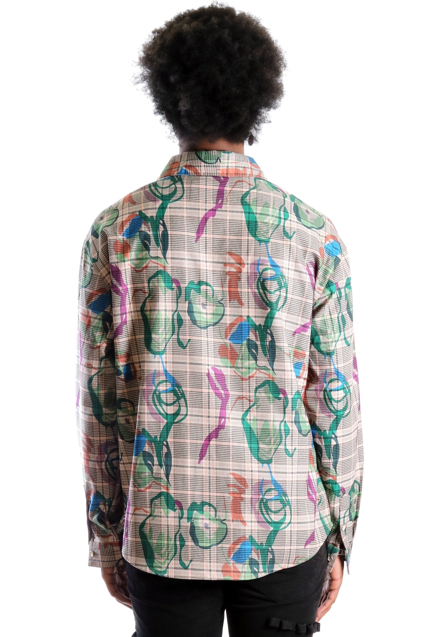 Willie L.T.K. Men's premium Long Sleeve Plaid button down shirt with hand sketch drawing pop art - Love to KleepMen's ShirtKLEEPLove to Kleep