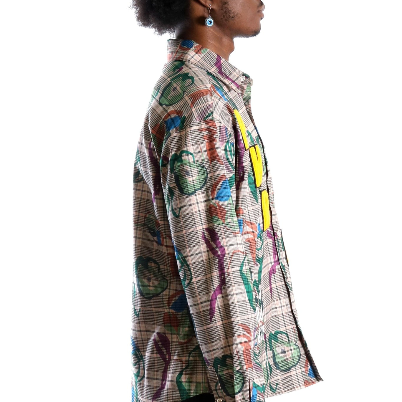 Willie L.T.K. Men's premium Long Sleeve Plaid button down shirt with hand sketch drawing pop art - Love to KleepMen's ShirtKLEEPLove to Kleep