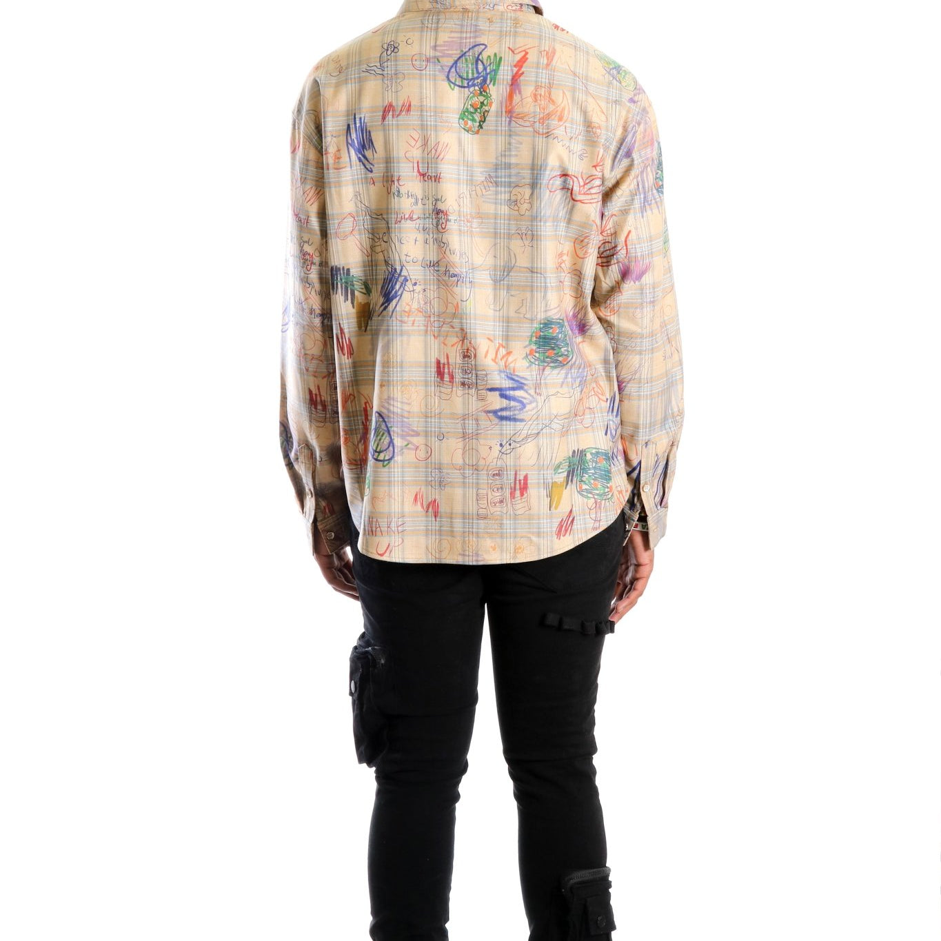Maxis L.T.K. Men's premium Long Sleeve Plaid button down shirt with hand sketch drawing pop art - Love to KleepMen's ShirtKLEEPLove to Kleep