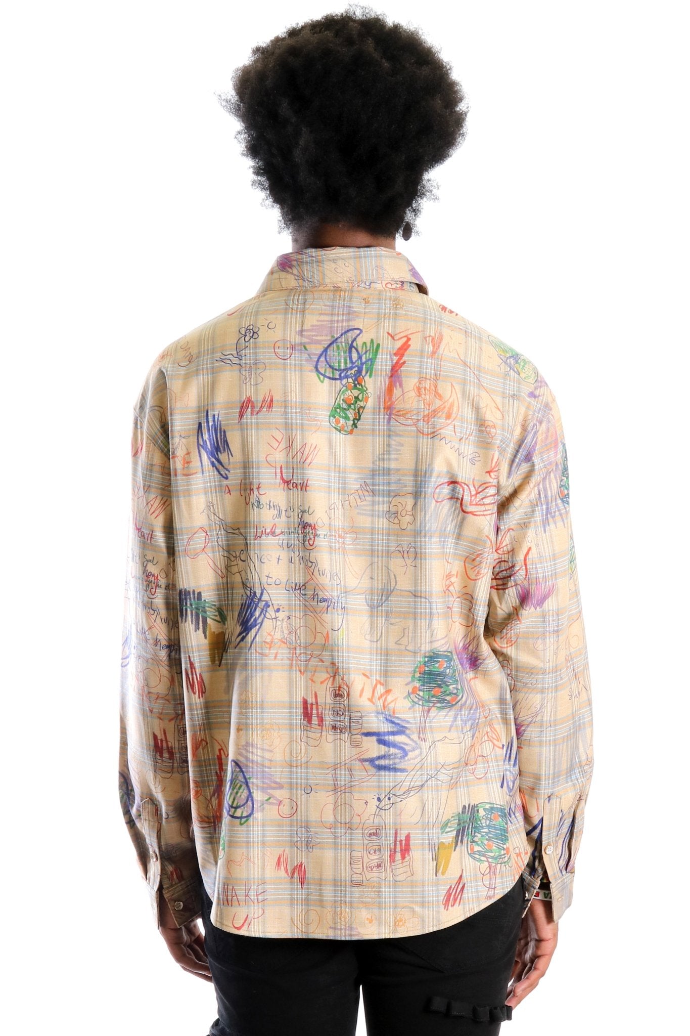 Maxis L.T.K. Men's premium Long Sleeve Plaid button down shirt with hand sketch drawing pop art - Love to KleepMen's ShirtKLEEPLove to Kleep