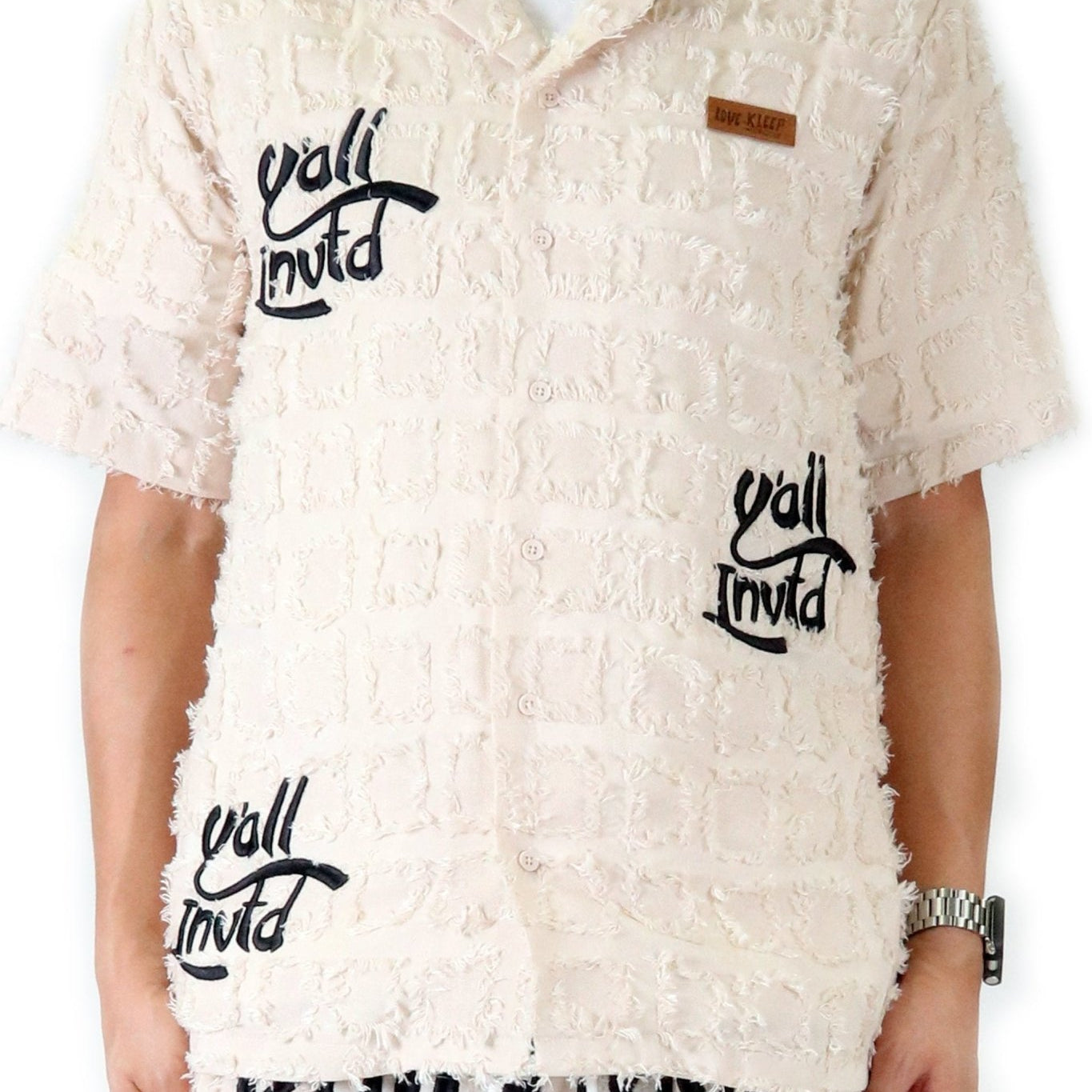 EARTH Men's ripped & repaired short sleeve button down shirt - Love to KleepMen's ShirtKLEEPLove to Kleep