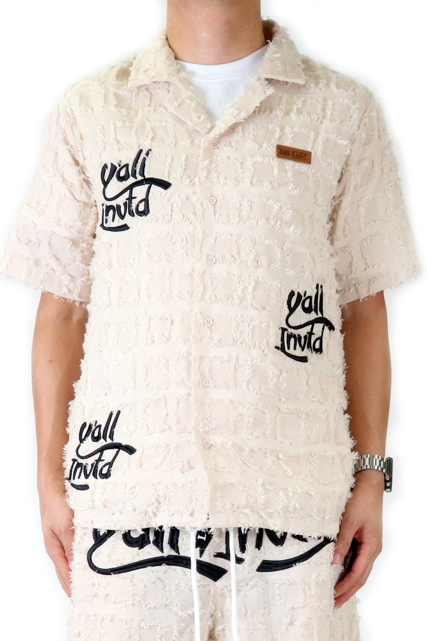 EARTH Men's ripped & repaired short sleeve button down shirt - Love to KleepMen's ShirtKLEEPLove to Kleep