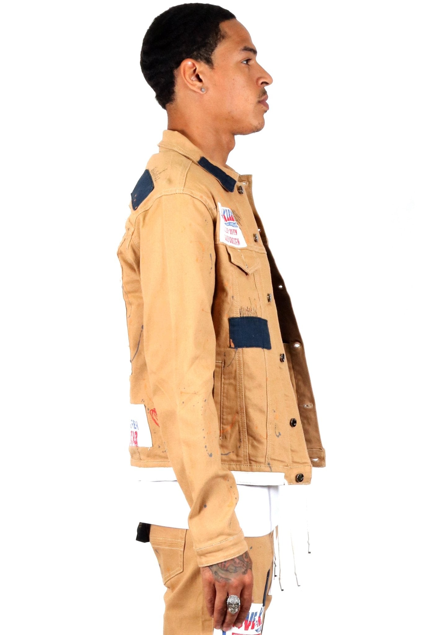 Antelope Men's graphic print patches with cut and sew cotton timber washed stretchable twill jacket - Love to KleepMen's JacketKLEEPLove to Kleep