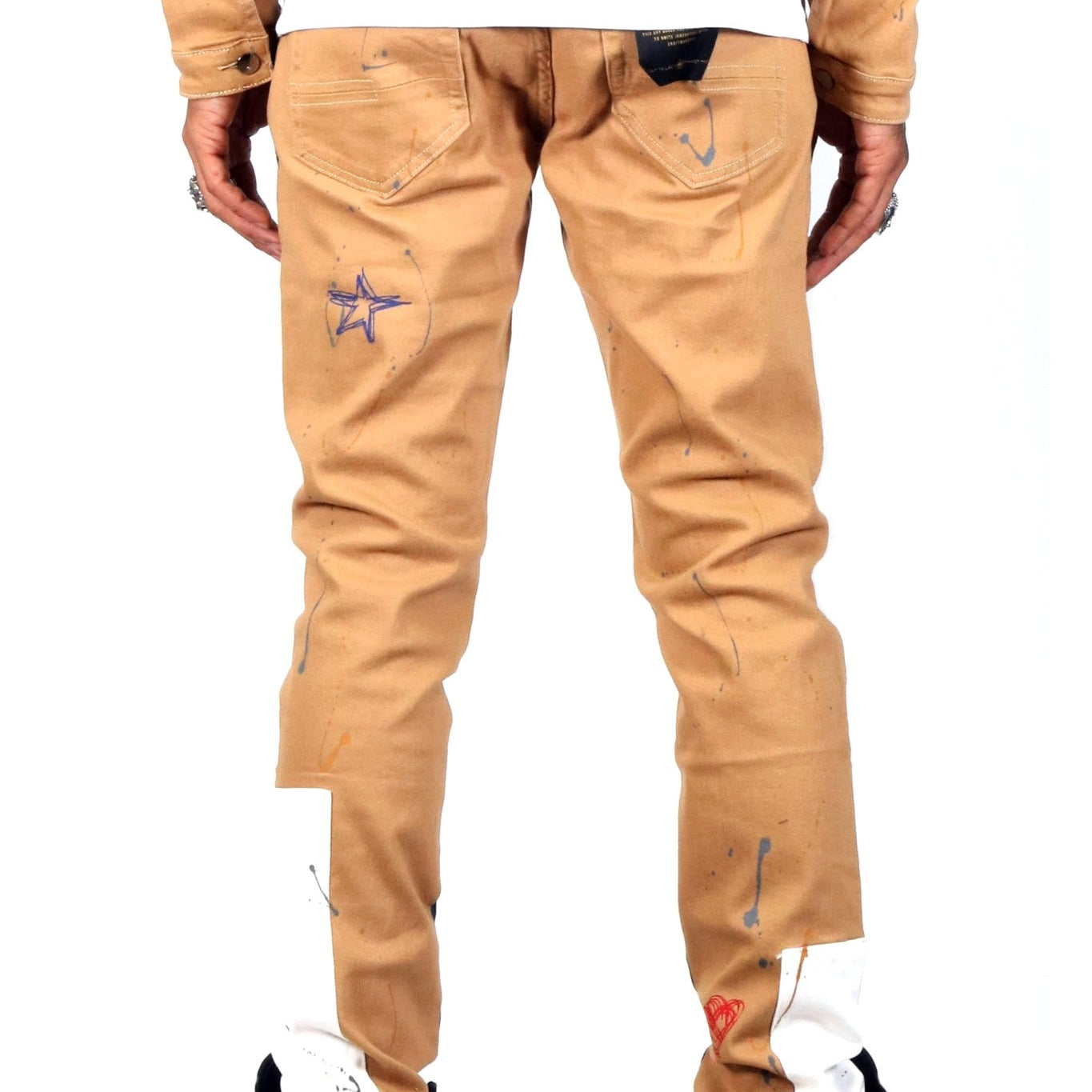 Antelope Men's graphic print patches with cut and sew cotton timber washed stretchable skinny twill pants - Love to KleepMen's PantsKLEEPLove to Kleep