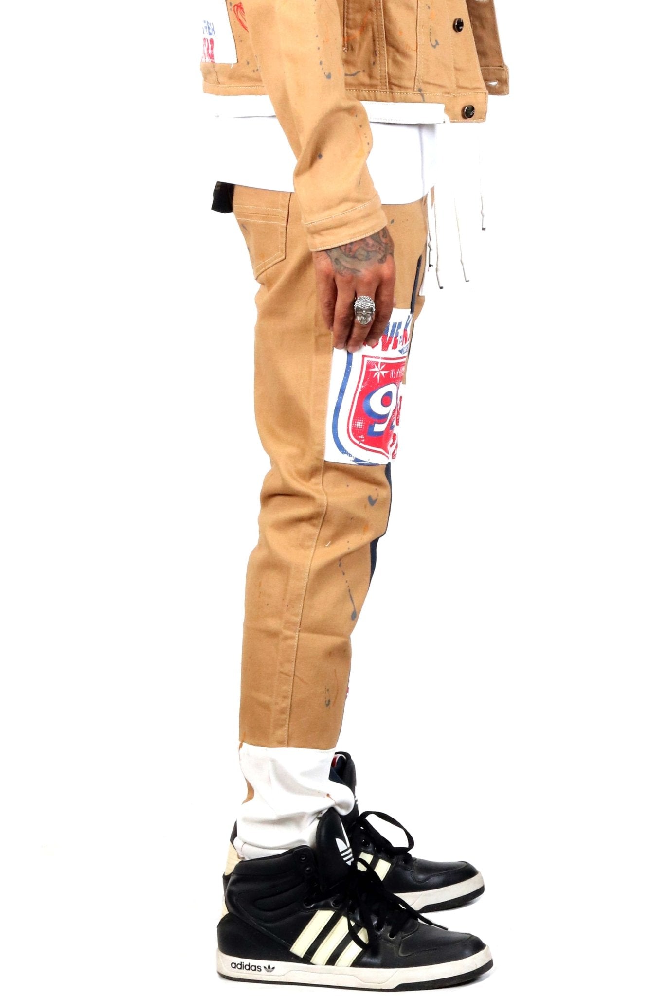 Antelope Men's graphic print patches with cut and sew cotton timber washed stretchable skinny twill pants - Love to KleepMen's PantsKLEEPLove to Kleep