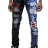 Aspen Men's heavy washed half and half two tone washing stretchable skinny denim pants with rhinestone details. - Love to KleepMen's PantsKLEEPLove to Kleep