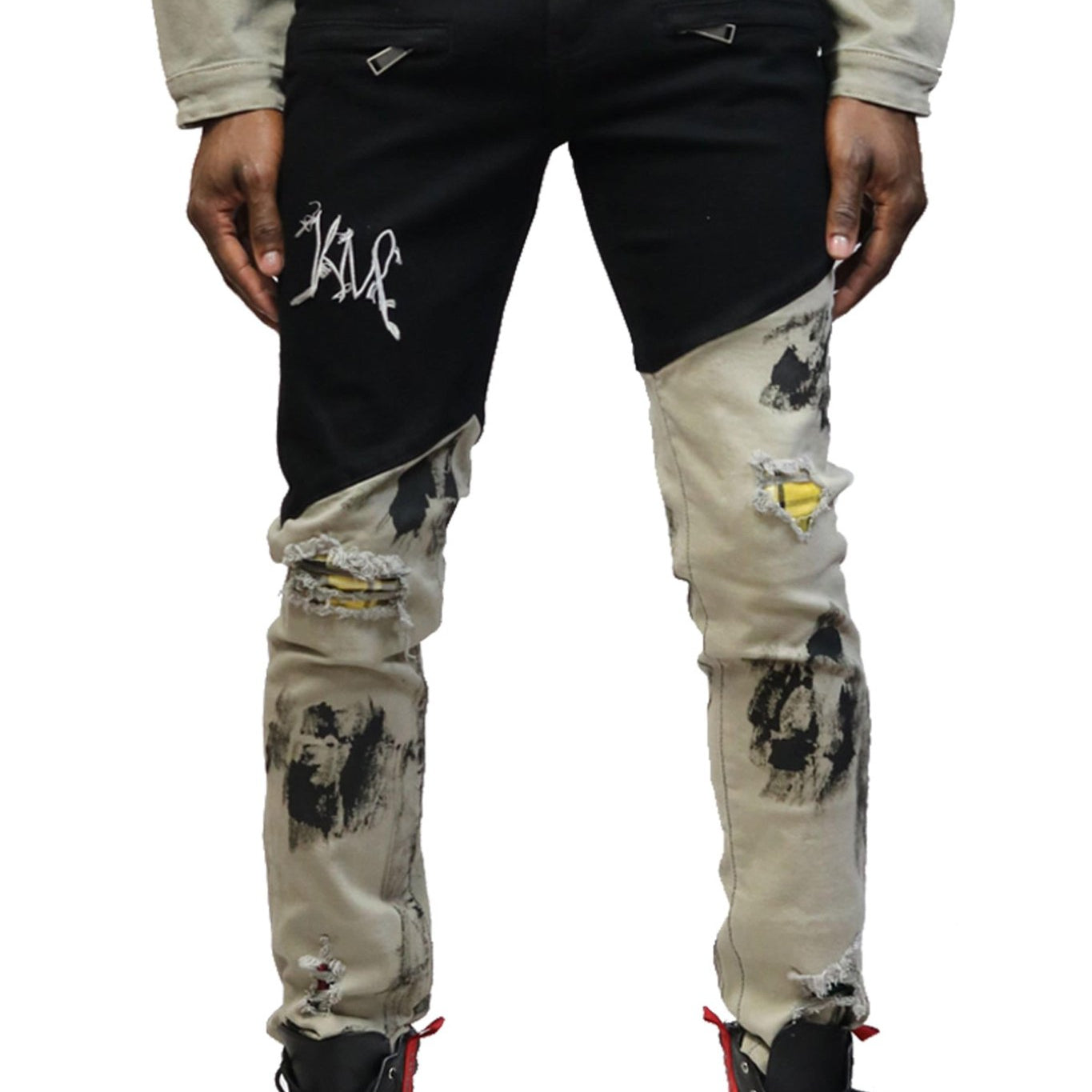 Flynn Premium Washed Skinny Unbalanced Cut Pants - Love to KleepMen's PantsKLEEPLove to Kleep