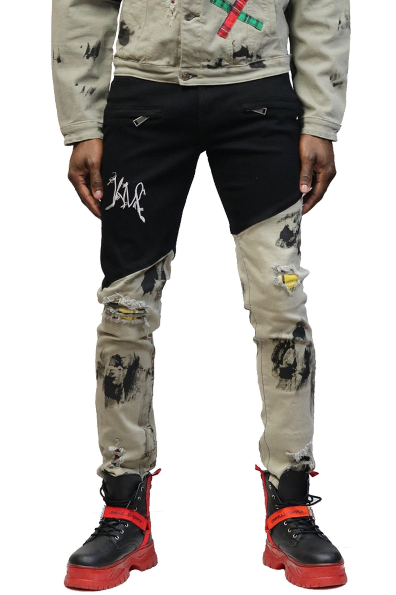 Flynn Premium Washed Skinny Unbalanced Cut Pants - Love to KleepMen's PantsKLEEPLove to Kleep