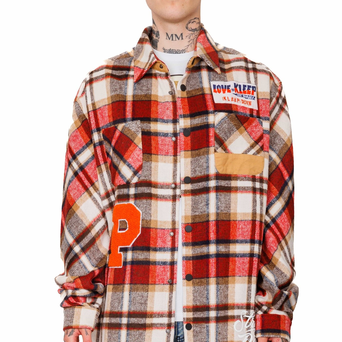 BURLYWOOD Men's premium heavy flannel elongated oversize shirt - Love to KleepMen's Heavy Flannel Oversize Outer ShirtKLEEPLove to Kleep