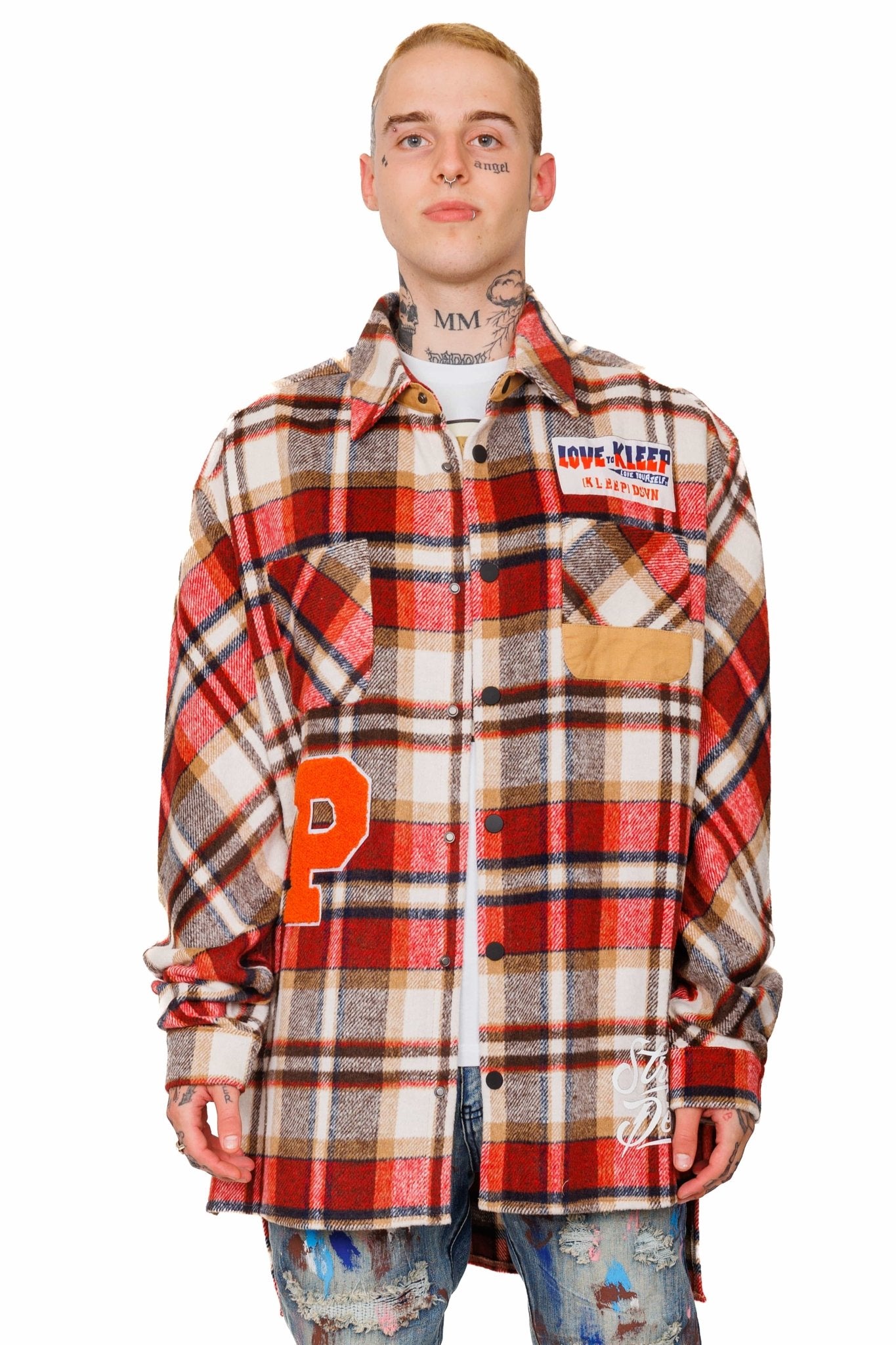 BURLYWOOD Men's premium heavy flannel elongated oversize shirt - Love to KleepMen's Heavy Flannel Oversize Outer ShirtKLEEPLove to Kleep