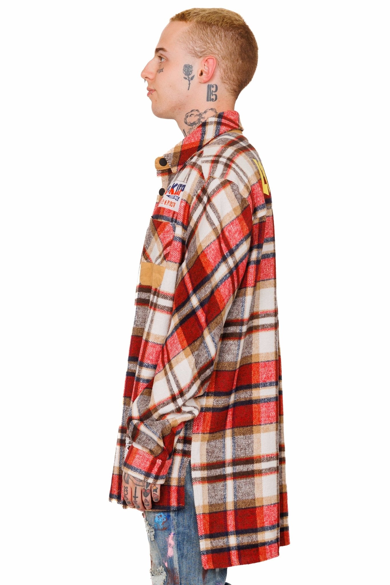 BURLYWOOD Men's premium heavy flannel elongated oversize shirt - Love to KleepMen's Heavy Flannel Oversize Outer ShirtKLEEPLove to Kleep