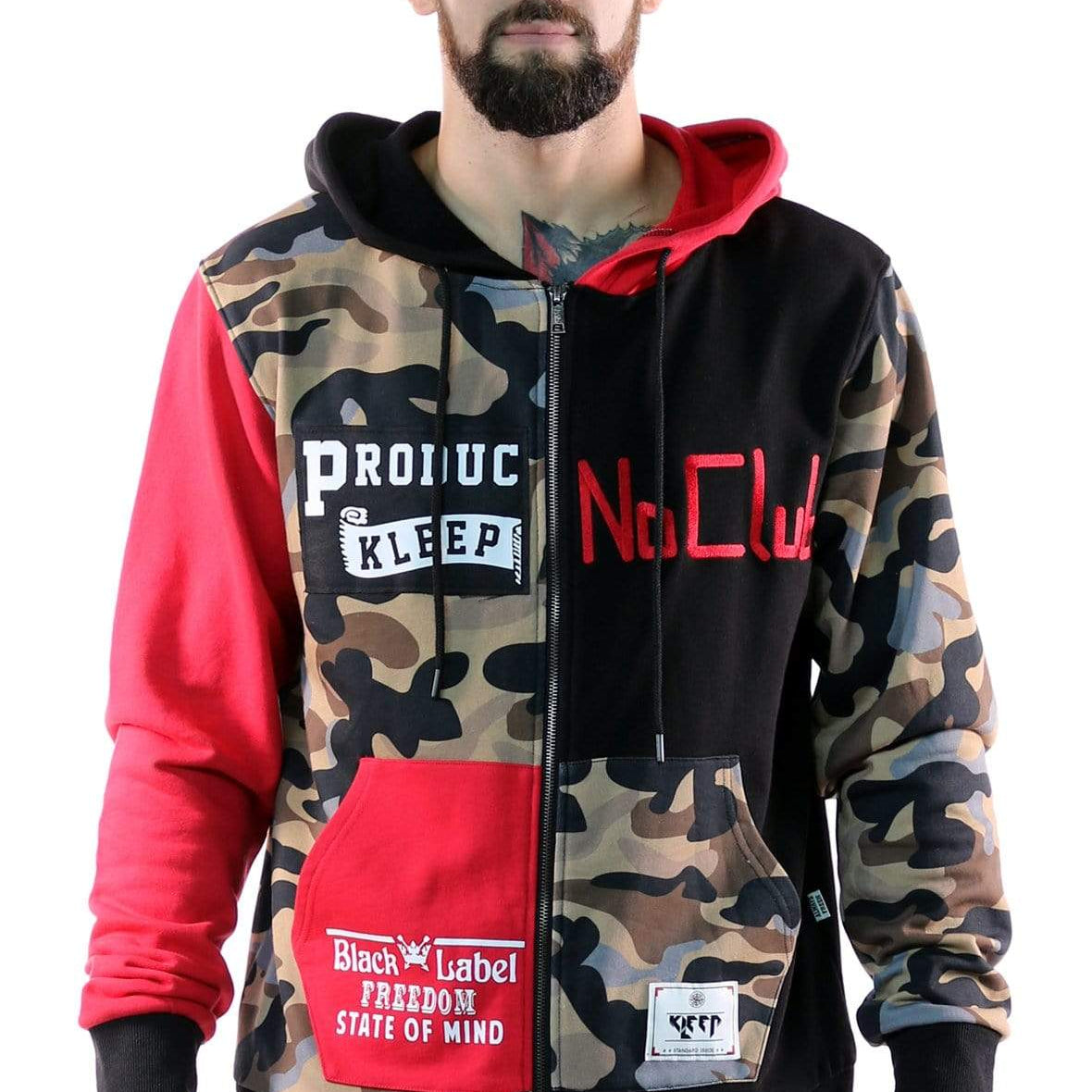 French Terry Zip Down Hoodie with Cut Block^&Patches&Prints - Love to KleepMen's SweatshirtKLEEPLove to Kleep