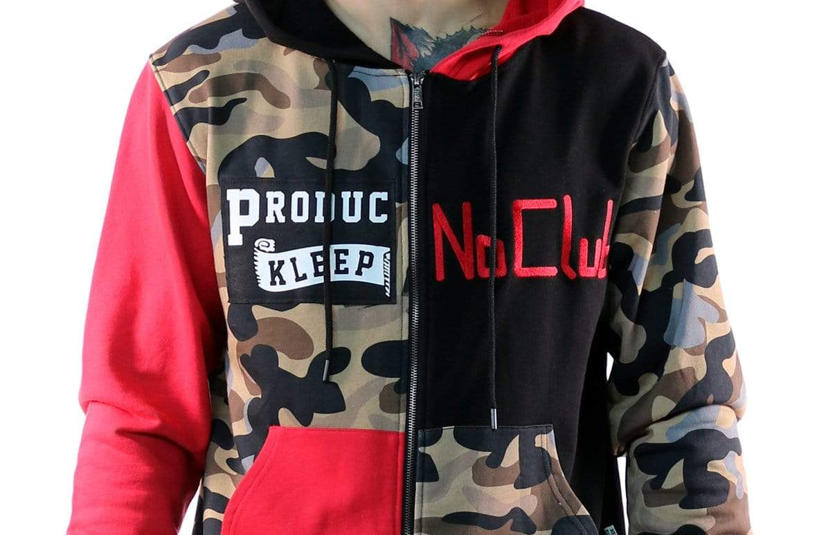 French Terry Zip Down Hoodie with Cut Block^&Patches&Prints - Love to KleepMen's SweatshirtKLEEPLove to Kleep