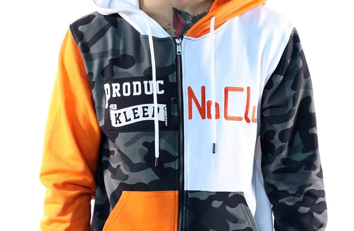 French Terry Zip Down Hoodie with Cut Block^&Patches&Prints - Love to KleepMen's SweatshirtKLEEPLove to Kleep