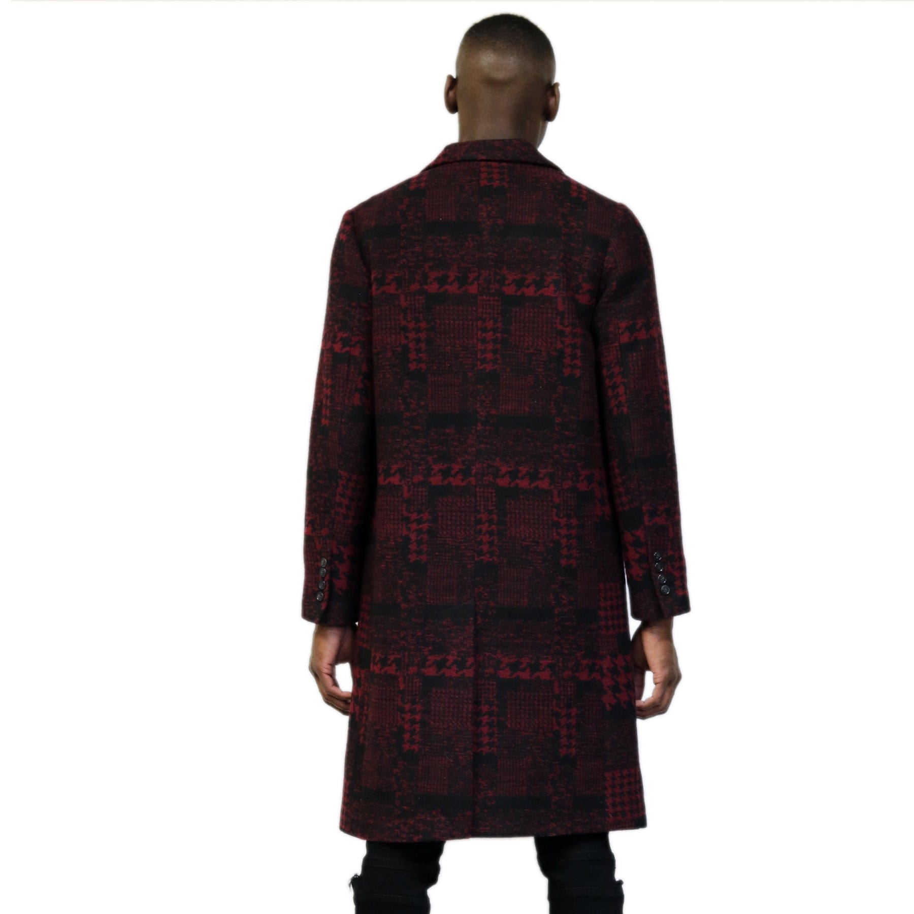 Kearny black and burgundy houndstooth pattern Wool Coat Jacket - Love to KleepMen's JacketAMILLION BY KLEEPLove to Kleep