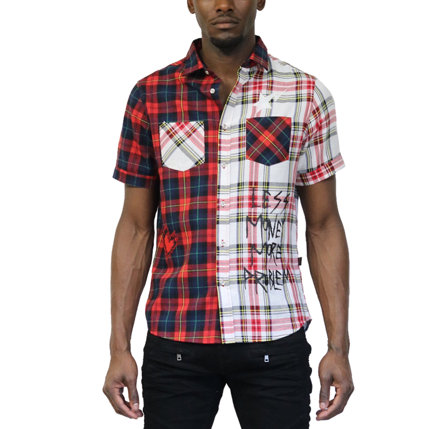KLEEP Men's Shirt CERISE Men's Premium Short Sleeve Button-down Shirt