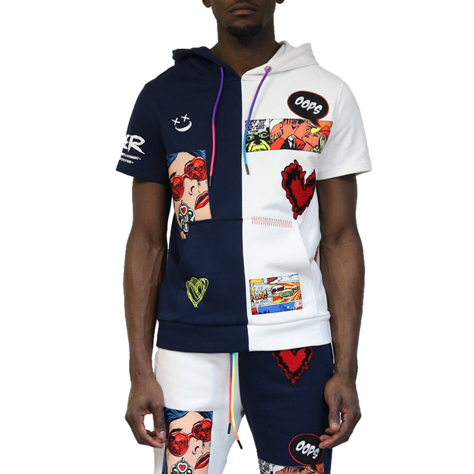 KLEEP Men's Sweatshirt Juno Split Pullover Short Sleeve Hoodie