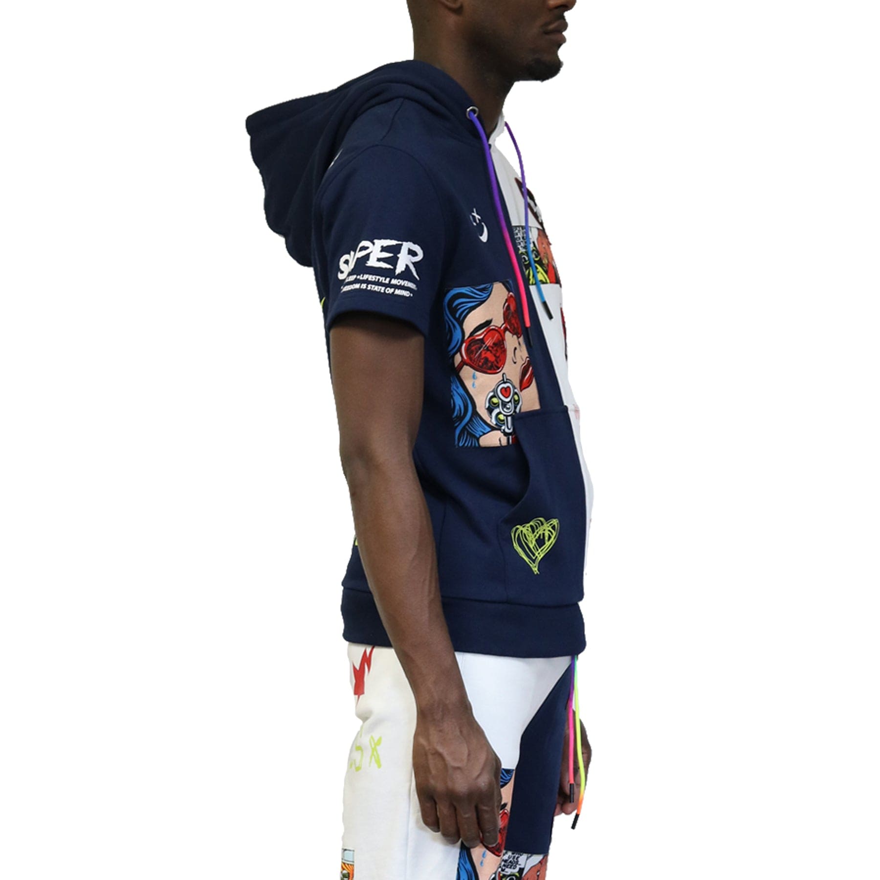 KLEEP Men's Sweatshirt Juno Split Pullover Short Sleeve Hoodie